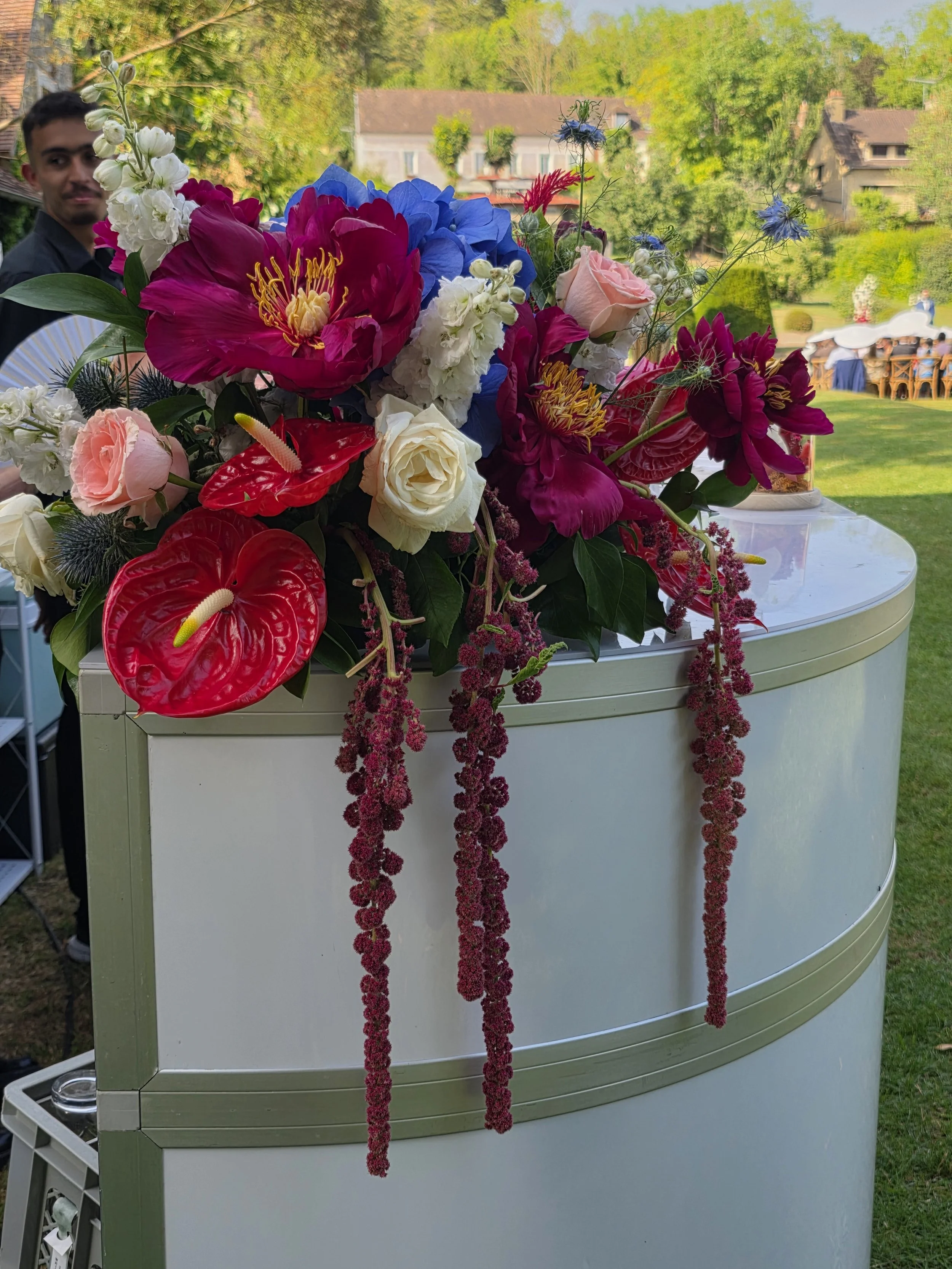 A riot of color for the bar flowers at the wedding in France