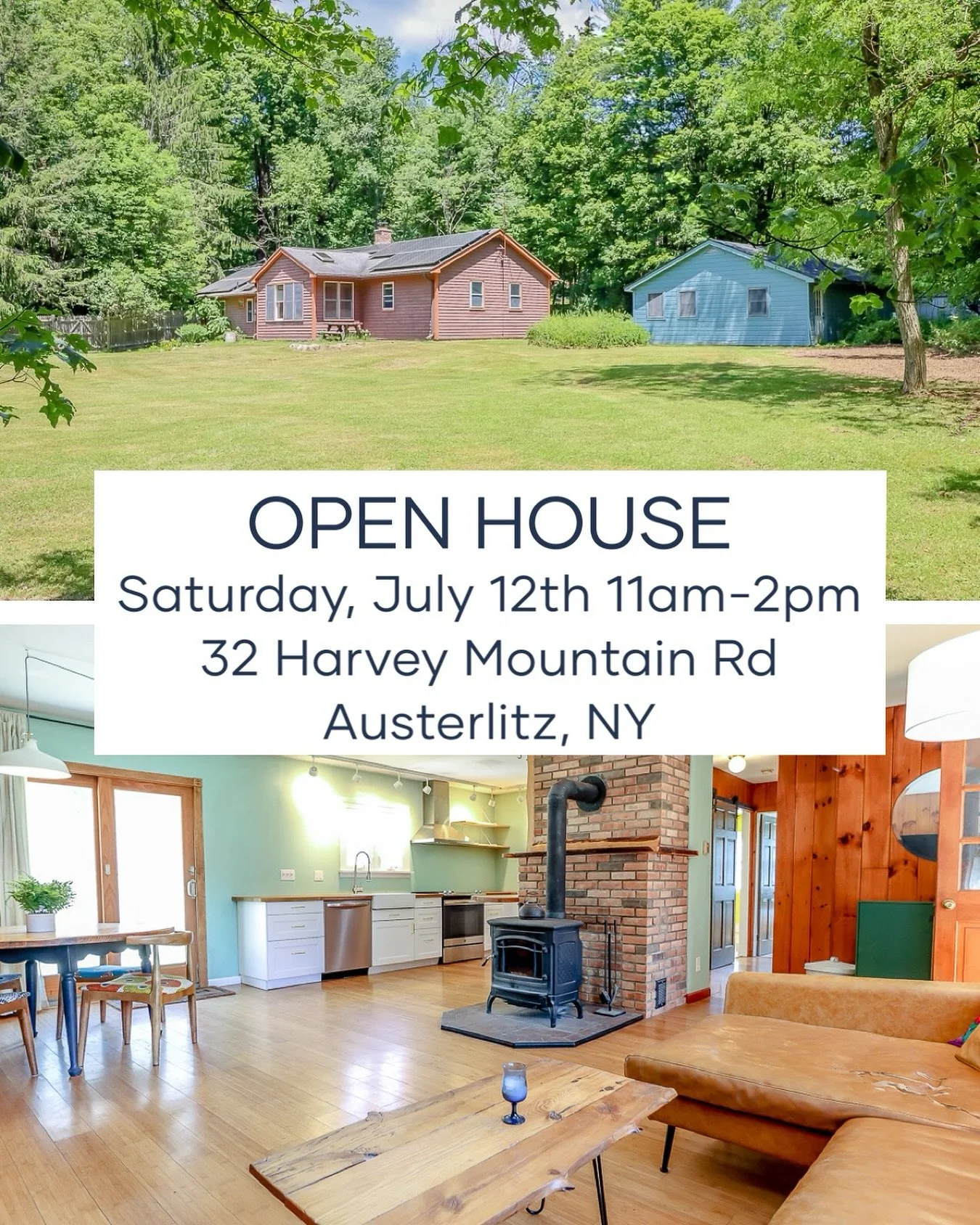 OPEN HOUSE SATURDAY JULY 12th 11am-2pm
📍32 Harvey Mountain Rd, Austerlitz
Come by and check it out!

🏡2 acre private compound
🔑Single level living with 3 bedrooms/ 2.5 baths
🎨Bonus 600 sq ft artist studio/workshop building
⚡️Solar (owned)= extrem