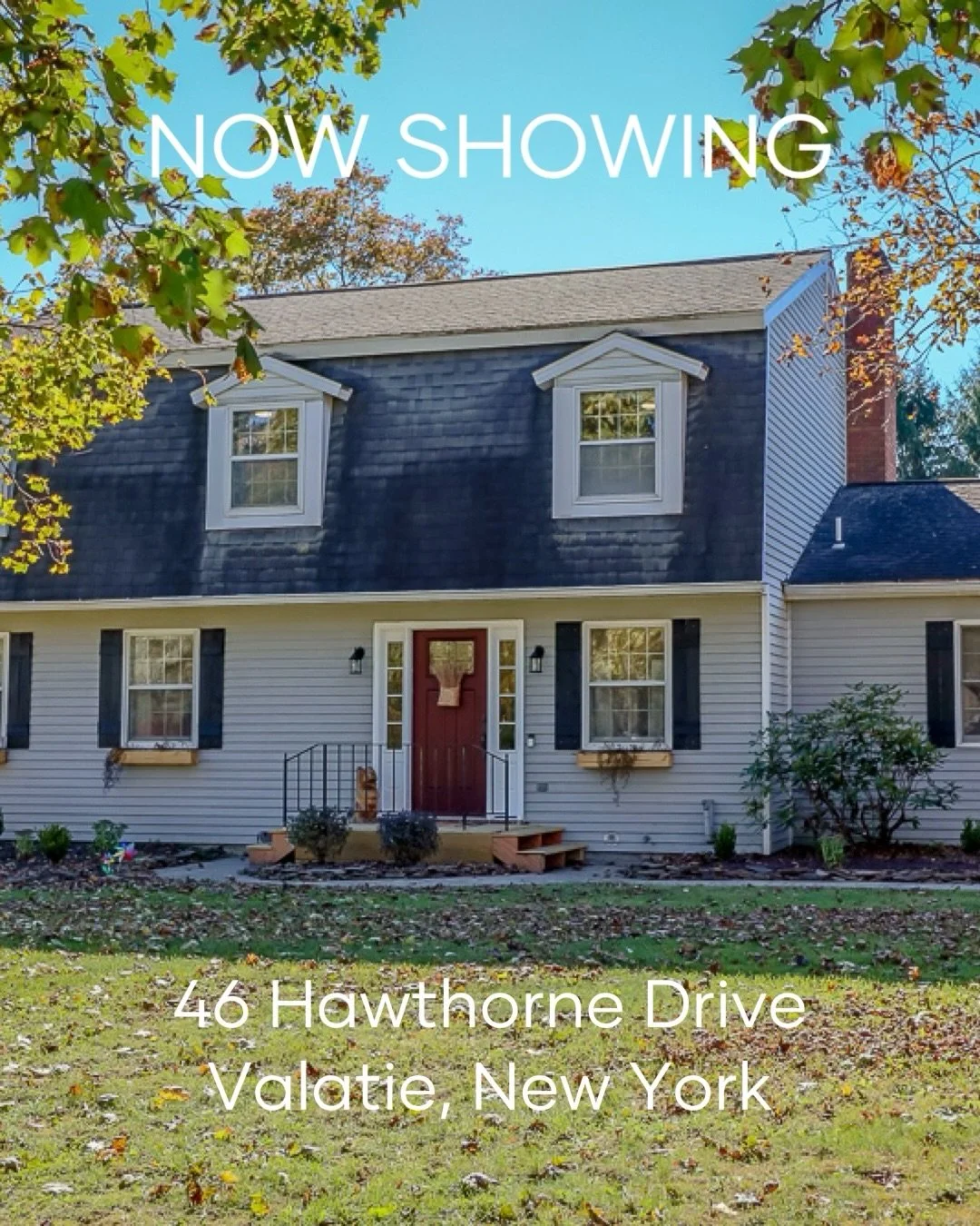 NOW SHOWING
Welcome to 46 Hawthorne Drive, a spacious 4 bedroom, 2.5 bath, 2240 square foot Colonial sitting on just under an acre in the Bonnie Lea Estates neighborhood of Valatie. At the heart of the home is a large sunny renovated kitchen featurin