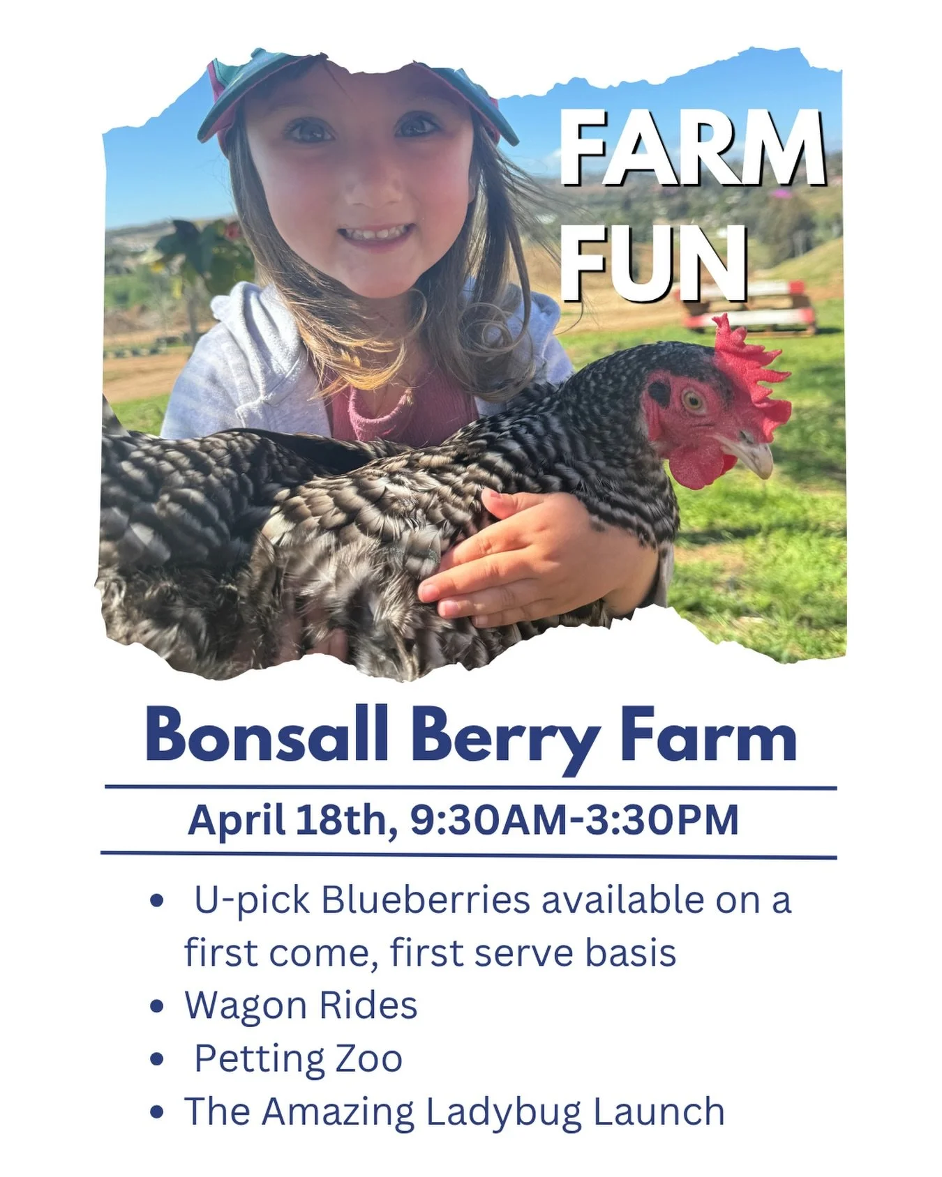 🫐Come out and enjoy a beautiful day at the farm on April 18 from 9:30 AM to 3:30 PM 🌿

We have a limited supply of blueberries ready for U-pick, so come early as it&rsquo;s first come, first serve. Our farmstand will also be stocked with fresh, del