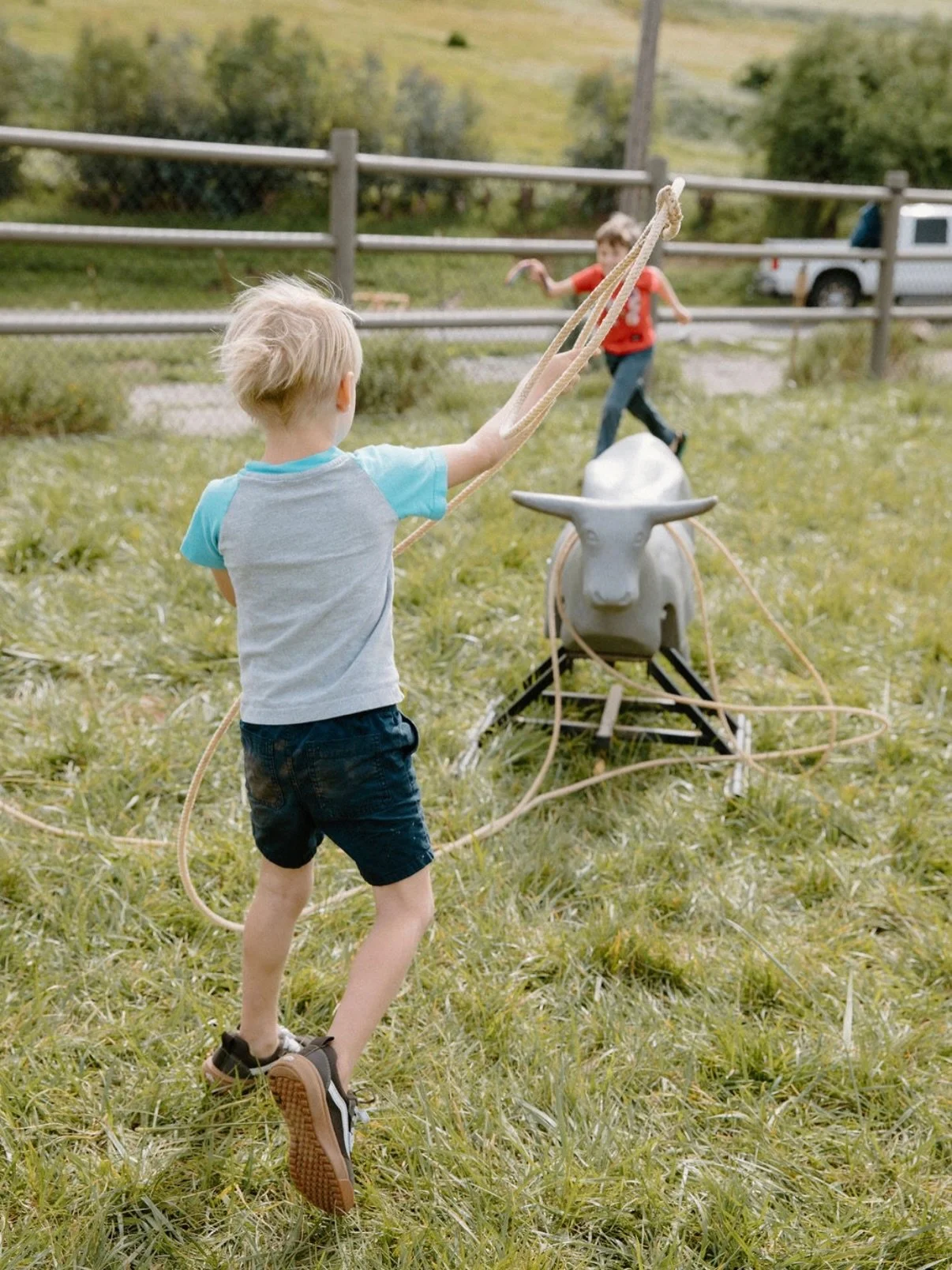 Sometimes the simple stuff is the best stuff. 🤠

Give a kid a rope, a bull to practice on, and a big patch of grass and they&rsquo;ll figure out the rest.

We love seeing kids outside at the farm, getting dirty, trying new things, and just being kid