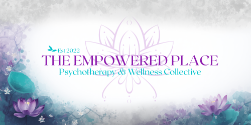 The Empowered Place logo with purple and turquoise lotus flowers