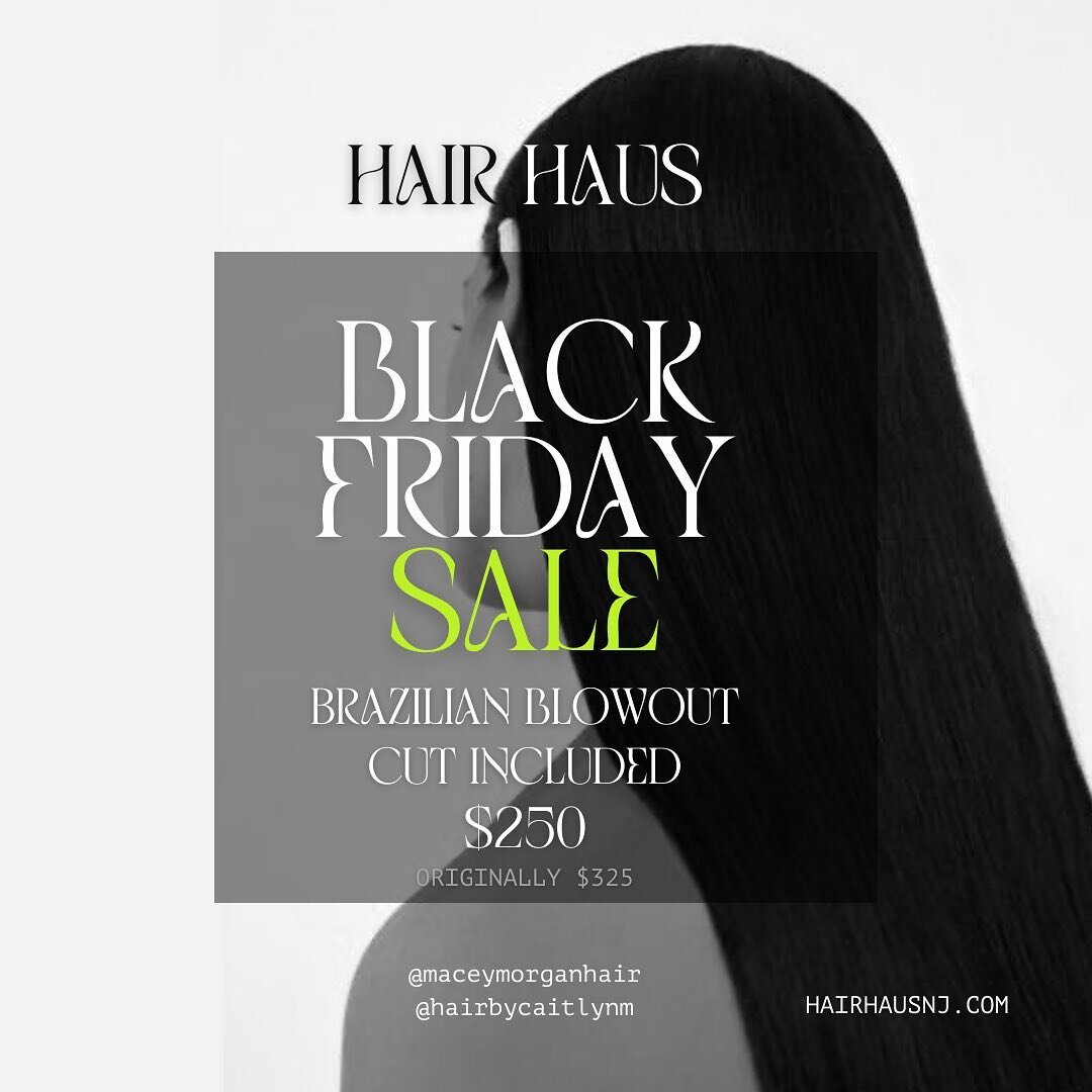 BRAZILIAN BLOWOUT BLACK FRIDAY SALE✨

DM to book a stylist! Please have your stylist chosen before contacting. 

Appointments can be booked for any date. Appointment booking ends Sunday, November 27th at 9PM. Payment not due until day of appointment.