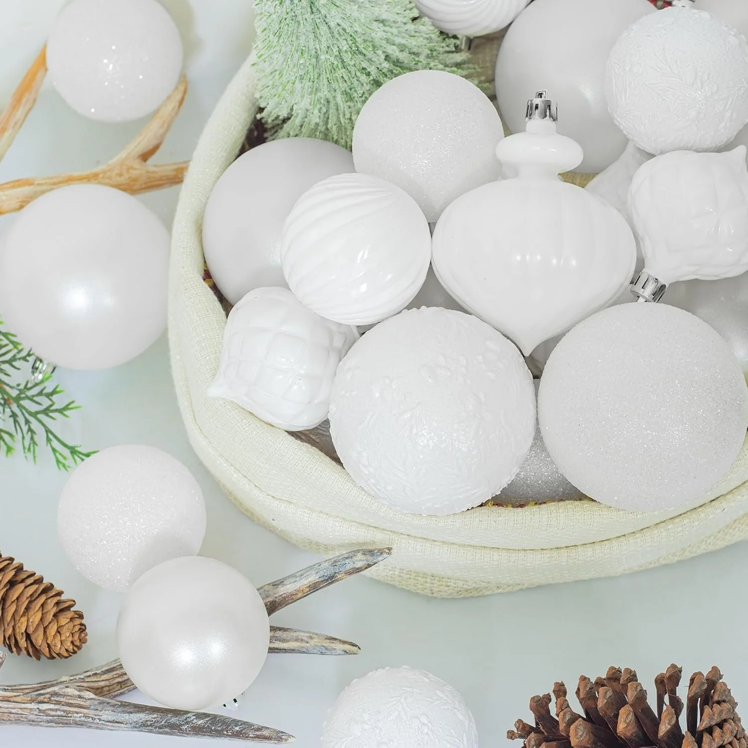  Rating is 4.4 — White Ornaments x 20 (3.15”) 