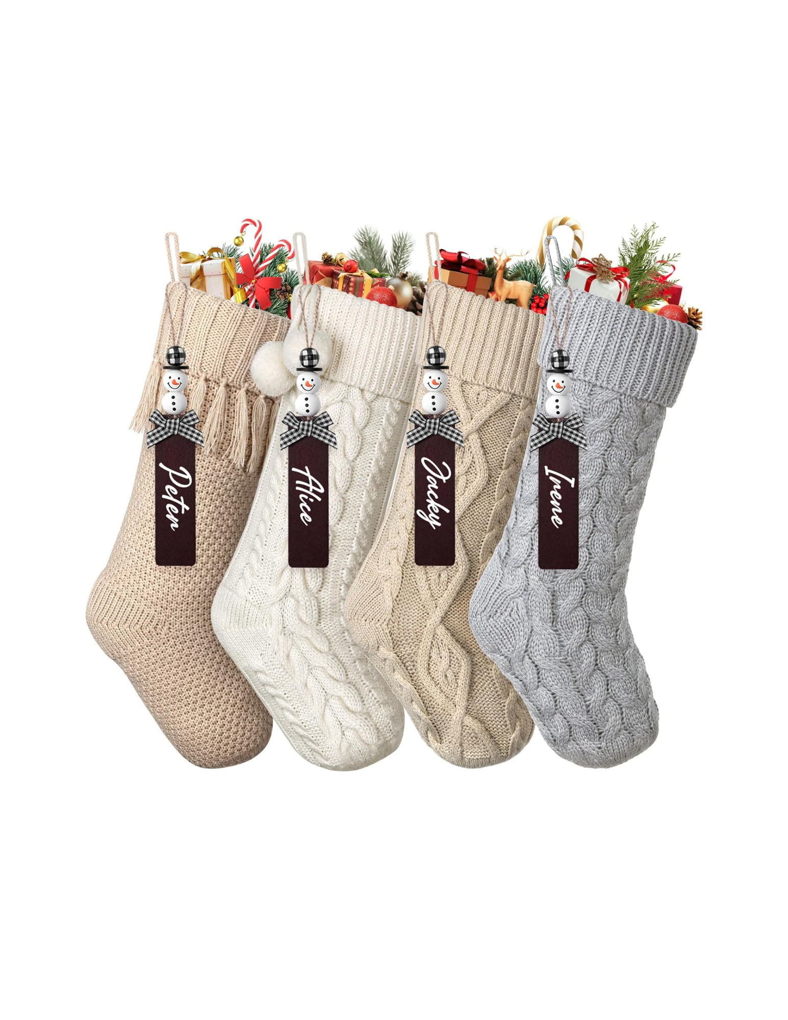  Rating is 4.6 — 18 Inch Neutral Khaki Stockings (4pk) and 4 wood name tags  