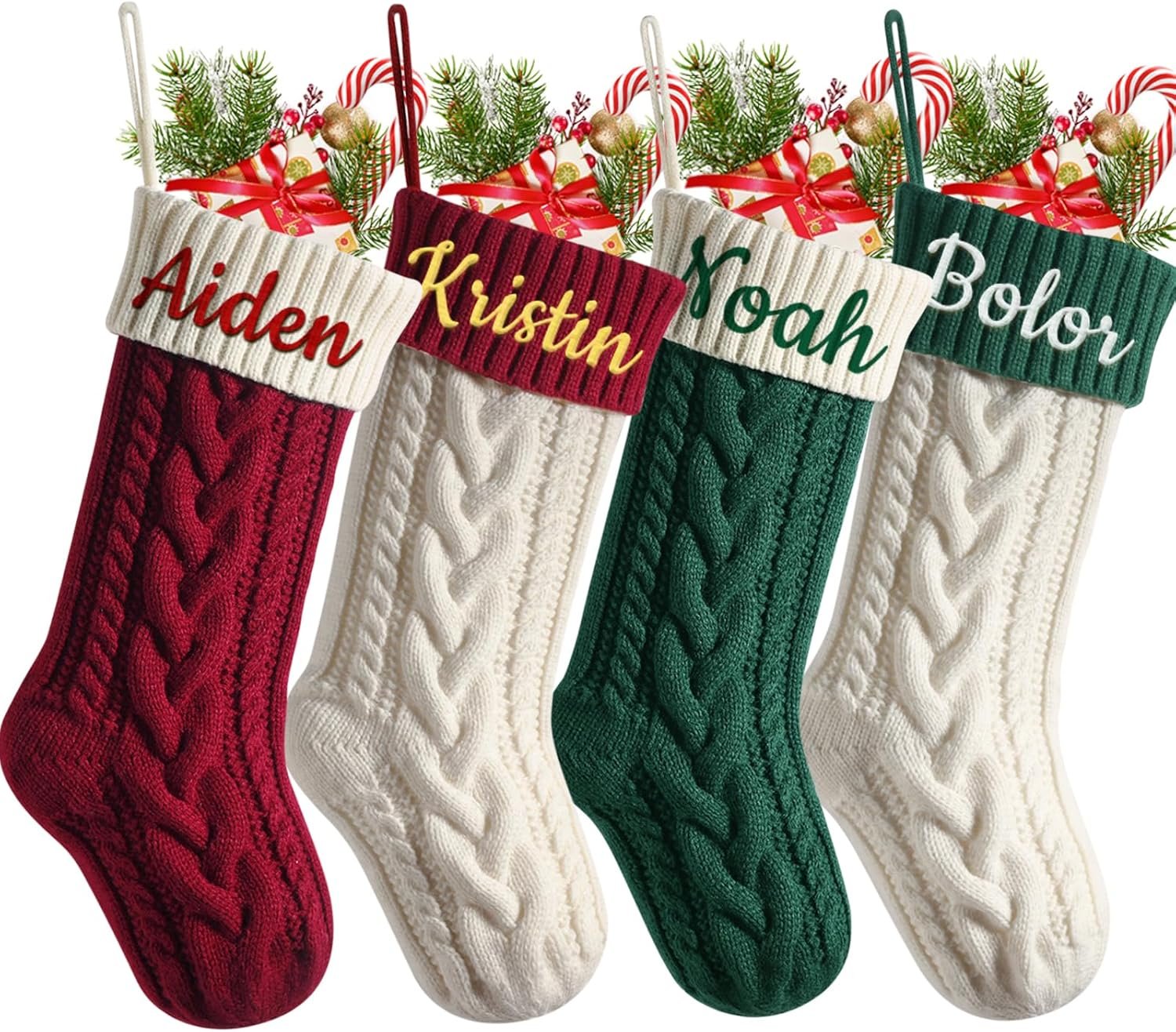  Rating is 4.6 — Christmas Stocking Personalized - 18” Large Knitted  