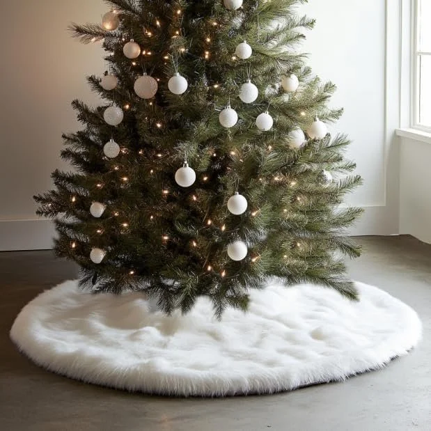  Rating is 4.5 — 48 Inch Christmas Tree Plush Skirt (white) 
