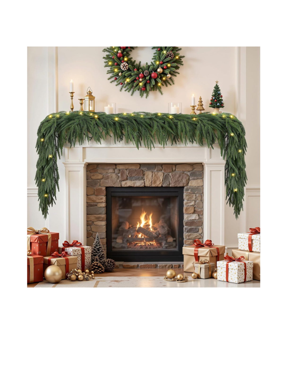  Rating is 4.5 — 9ft Artificial Christmas Garland with Multi-Colour Lights 