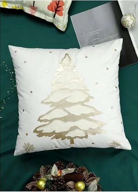  Rating is 4.7 —  Christmas Tree Throw Pillow Cover (2 Pack - 18"x18") - Gold 