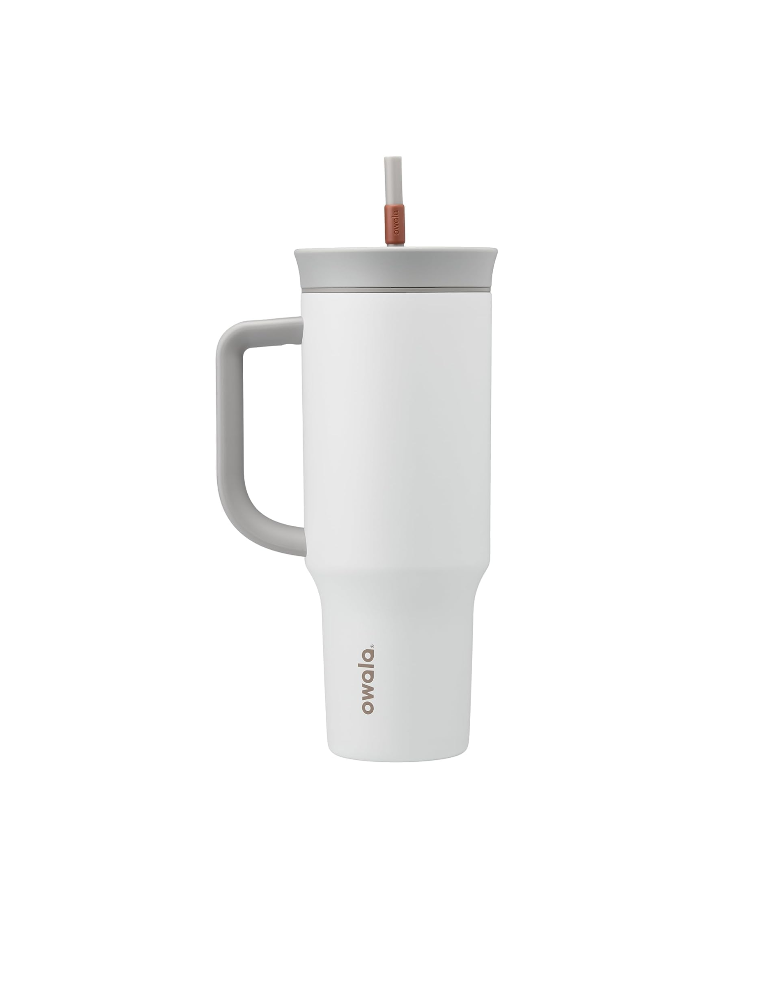  Rating is 4.7 — Owala Stainless Steel Triple Layer Insulated Travel Tumbler with Spill Resistant Lid, Straw, and Carry Handle, BPA Free, 40 oz, Gray 