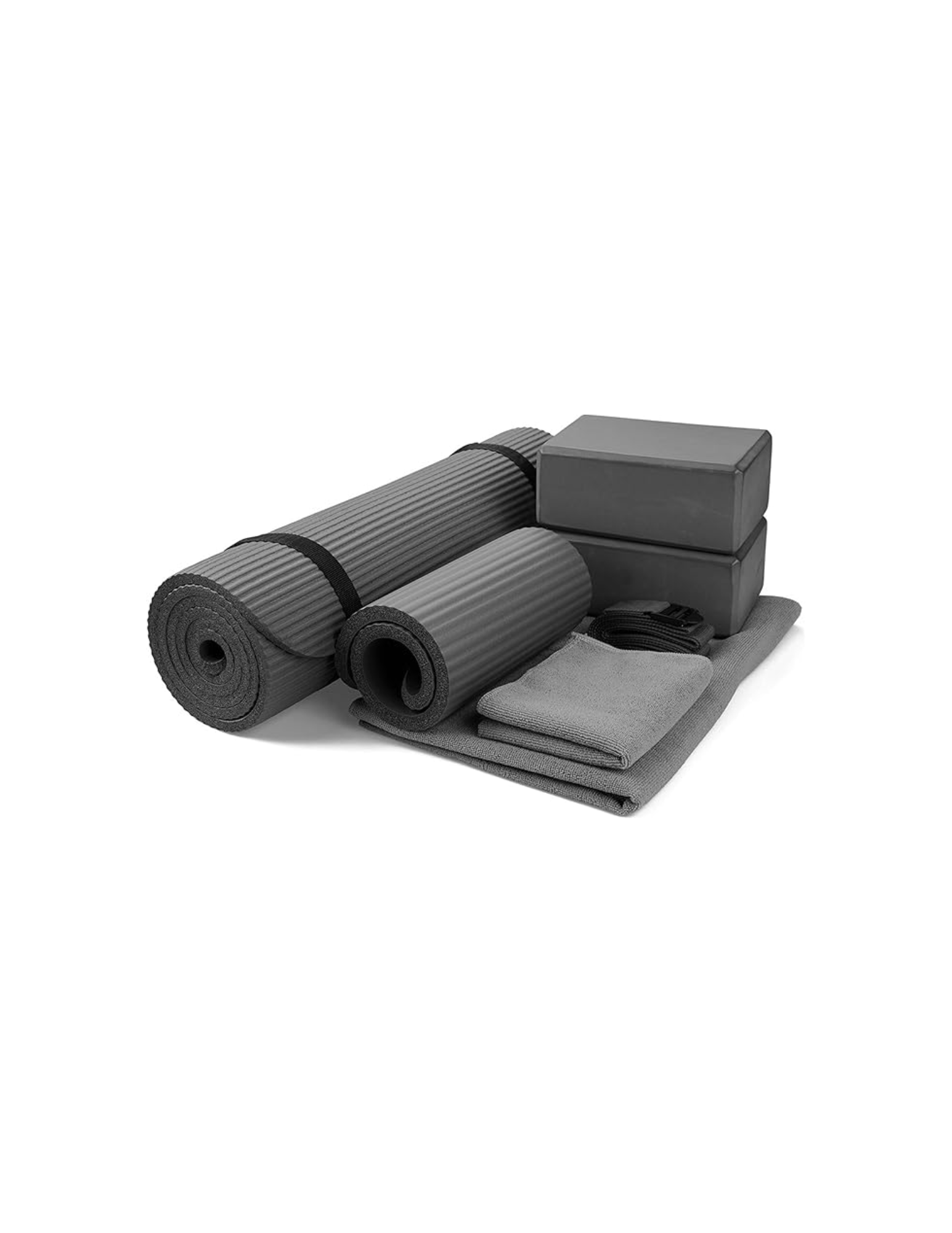  Rating is 4.4 — 7-Piece Yoga Set with 71x24x0.5 Inches Extra Thick Mat and Carrying Sling  