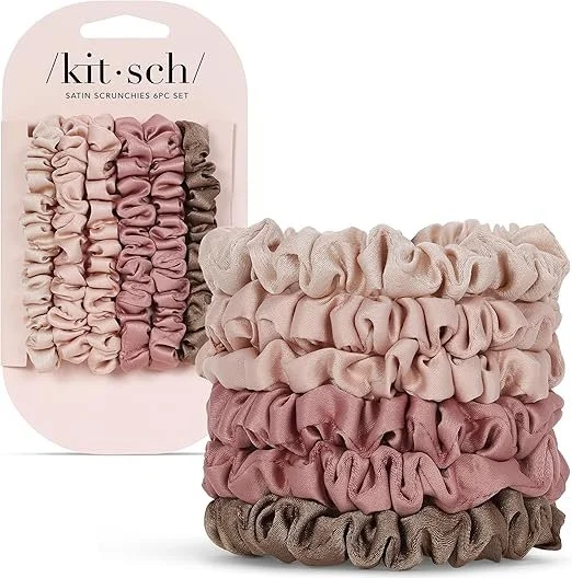  Rating is 4.4 — Satin Scrunchies for Women -  - 6 Pcs, Terracotta 