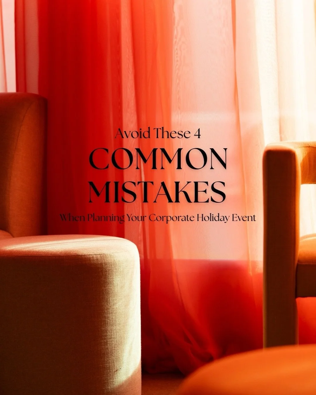 Corporate holiday events are a highlight of the year, but small mistakes can create big stress. 

❌ Avoid these:

 🎯 Booking your venue too late
 🎯 Ignoring budget details
 🎯 Overlooking guest comfort &amp; experience
 🎯 Skipping vendor coordinat