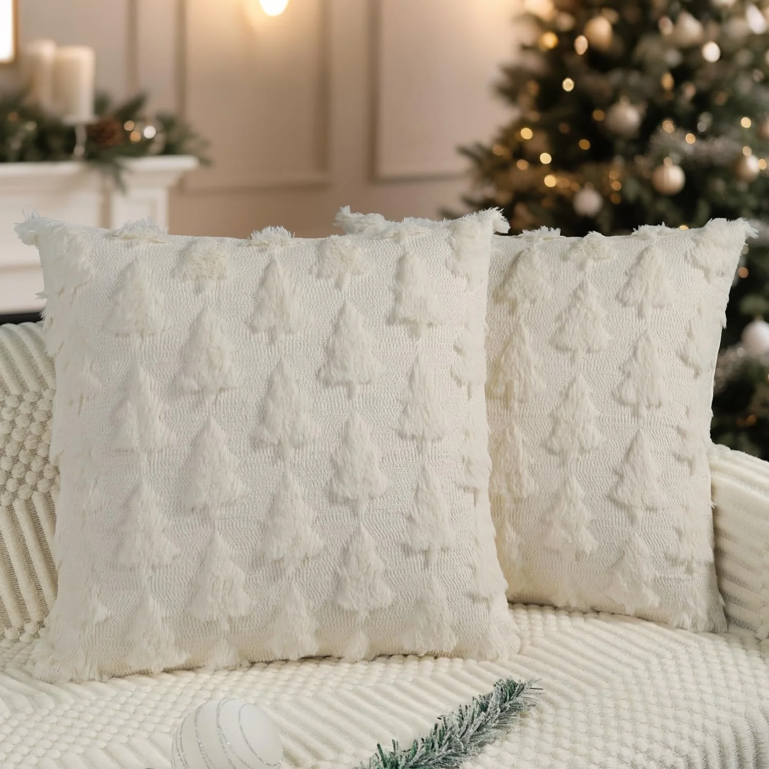 White Christmas Pillow Covers 