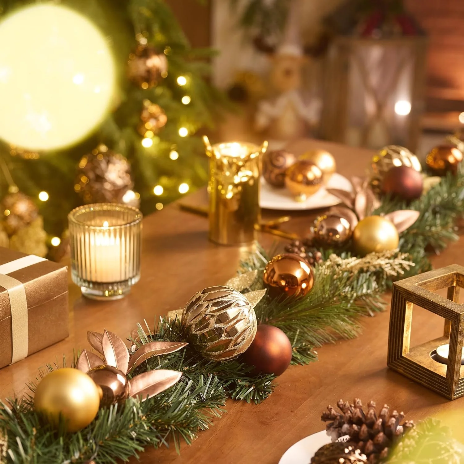 Christmas Garland with Copper and  Gold
