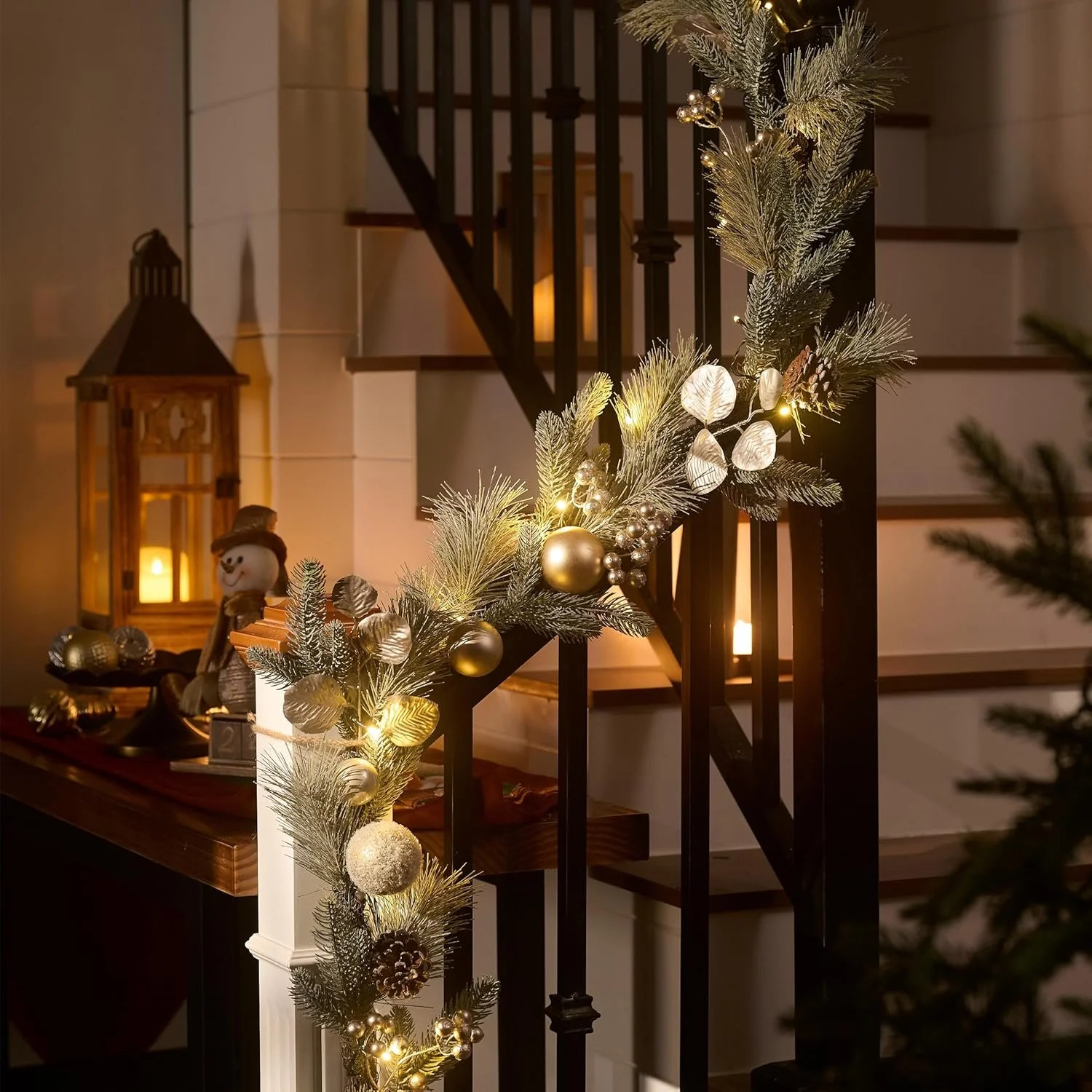 6 feet Pre-Lit Christmas Garland with Lights for Mantle,
