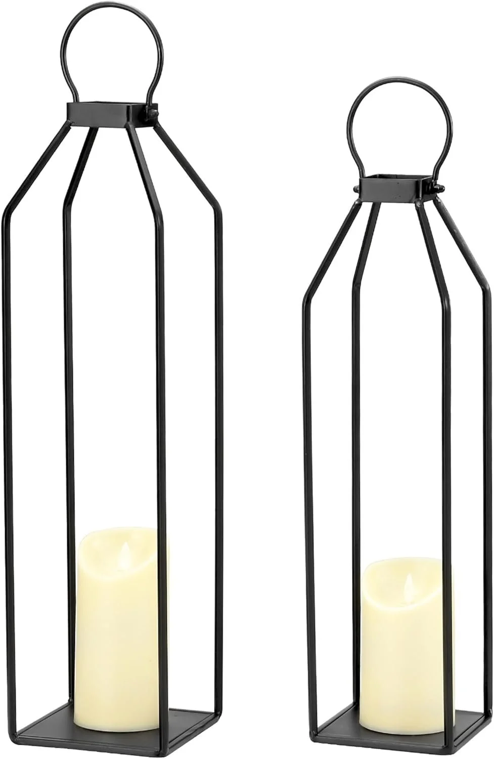 Set of 2 Black Metal Lanterns