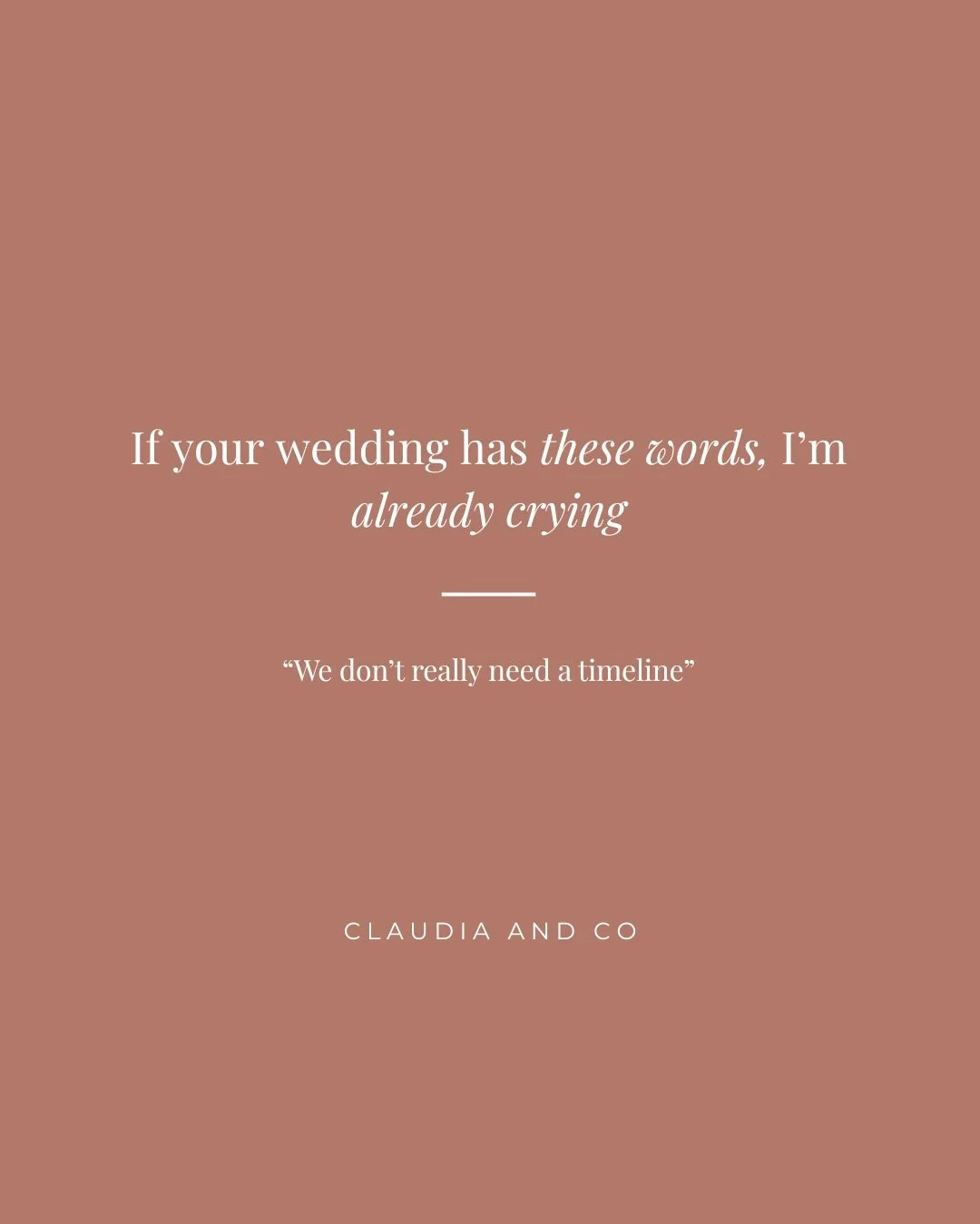 As a wedding planner, these are the last words we want to hear...can you relate? 🤍

&hearts;︎&hearts;︎&hearts;︎&hearts;︎&hearts;︎&hearts;︎&hearts;︎&hearts;︎&hearts;︎&hearts;︎&hearts;︎

#claudiaandco #celebratewithclaudia #eventdesign
#torontowedding