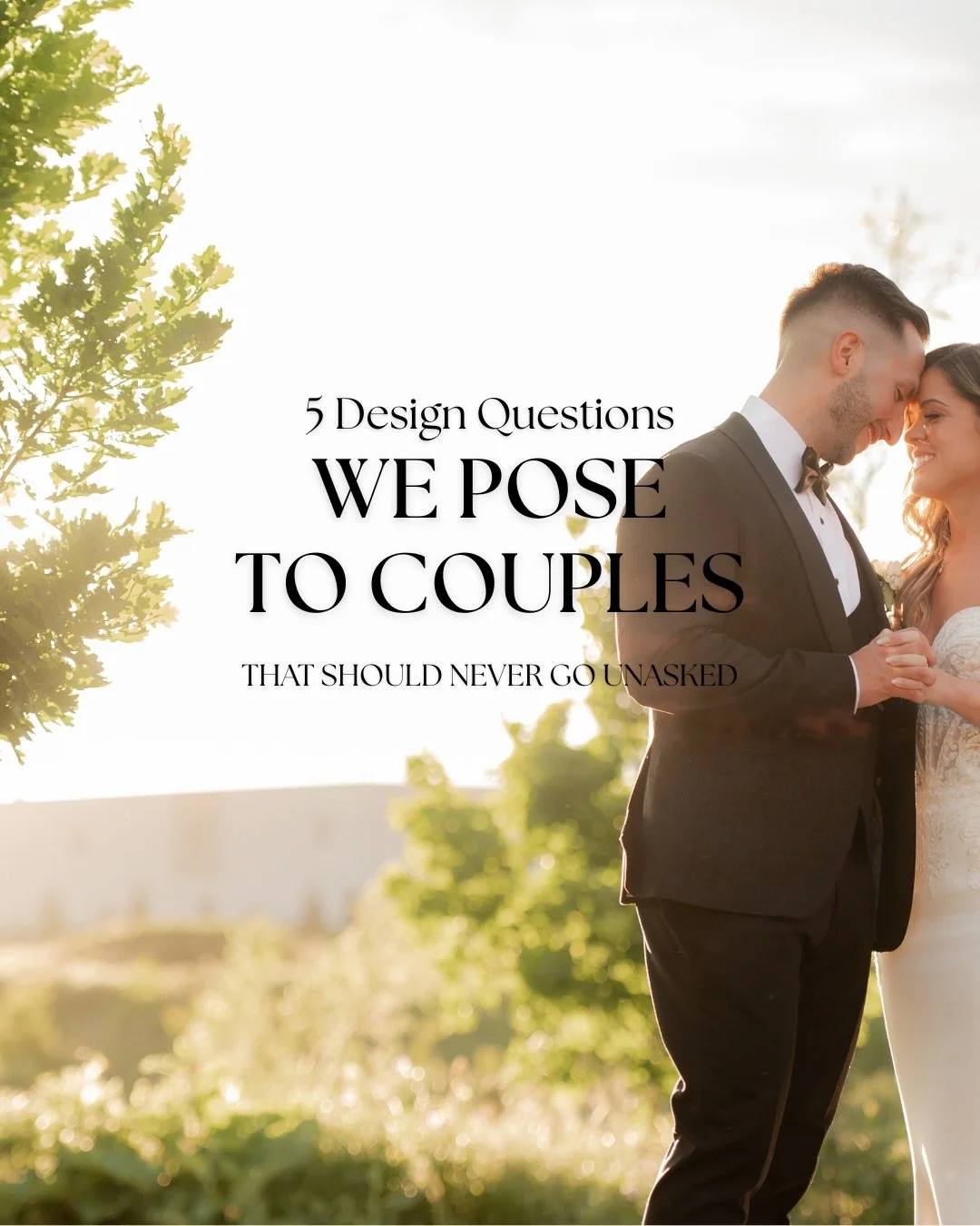 5 design questions we ask our clients before anything else. 

These answers become the foundation of everything we create together.

Because your wedding should be a true reflection of you, not just what&rsquo;s trending. What would your answers be? 