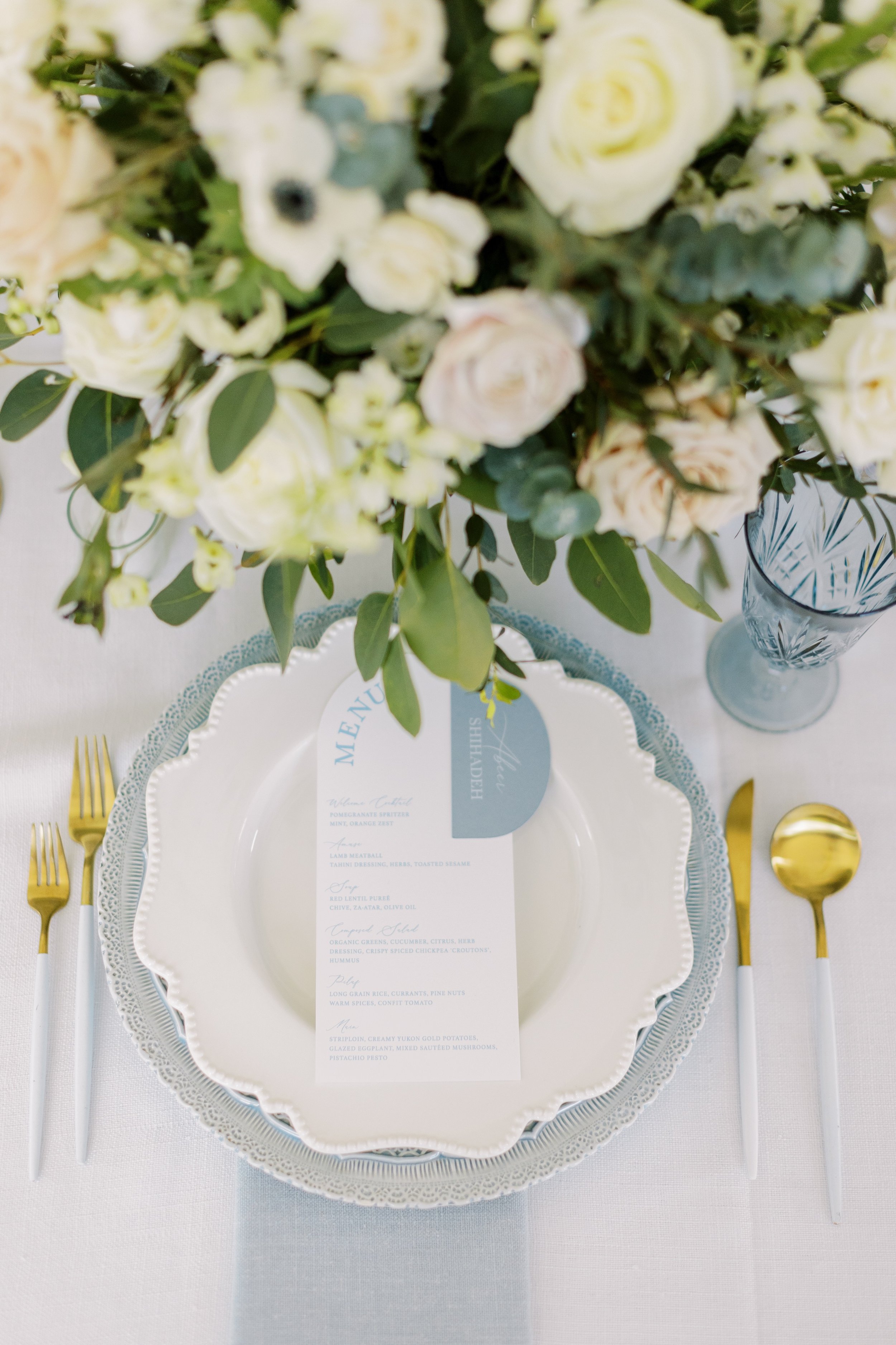 wedding coordination celebration table centrepiece plate menu stationery detail reception dinner