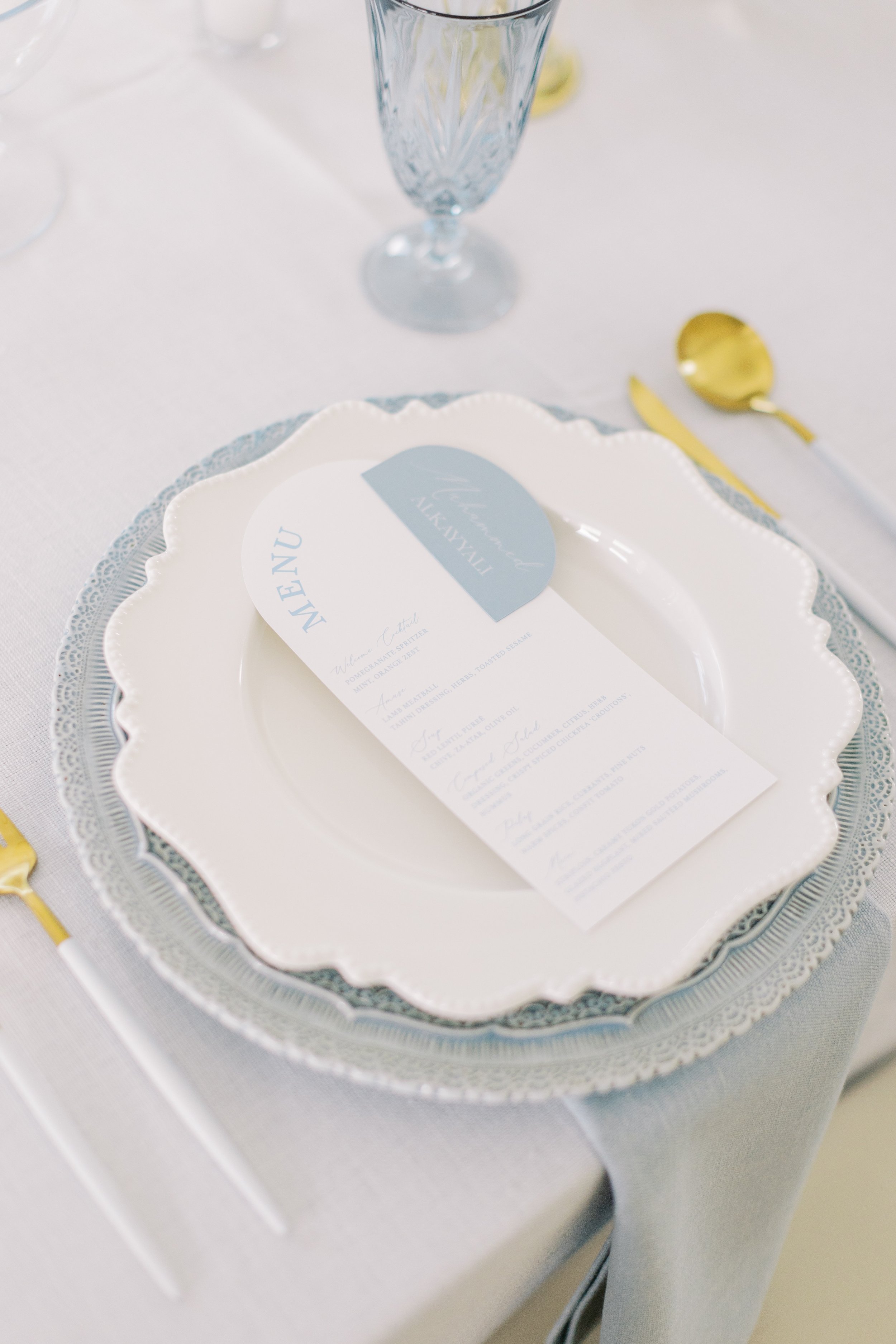 wedding coordination detail planning table plate setting stationery menu