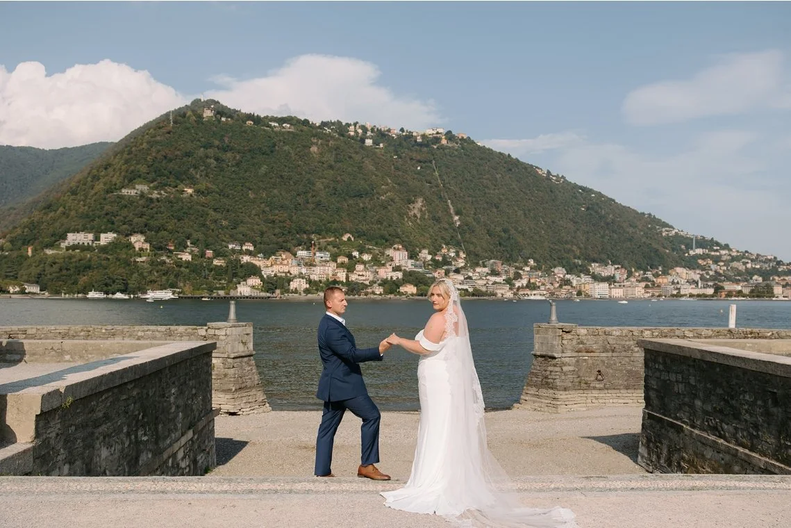 Lake Como wedding venue with Italian Alps in background