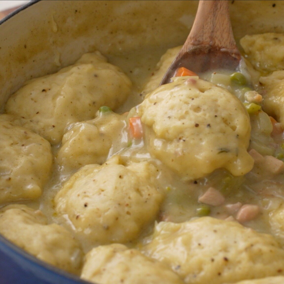 This chicken and dumplings recipe is just a hearty, unapologetically great bowl of food that warms the soul. The steamed biscuit dumplings are light and fluffy and float in an herbal chickeny gravy that's the perfect balance between thick and thin. M