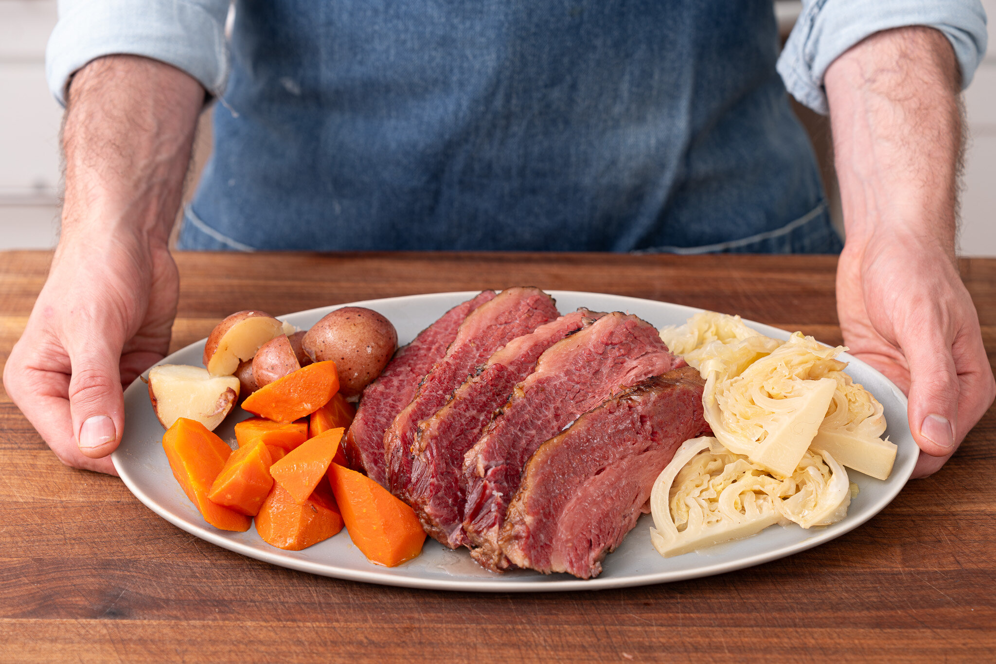 I know that corned beef and cabbage is a St. Patrick's day thing, but this recipe for succulent, jiggly, beef brisket with poached cabbage, carrots, and red potatoes is just too obscenely delicious to only be served once a year. Head to the new video