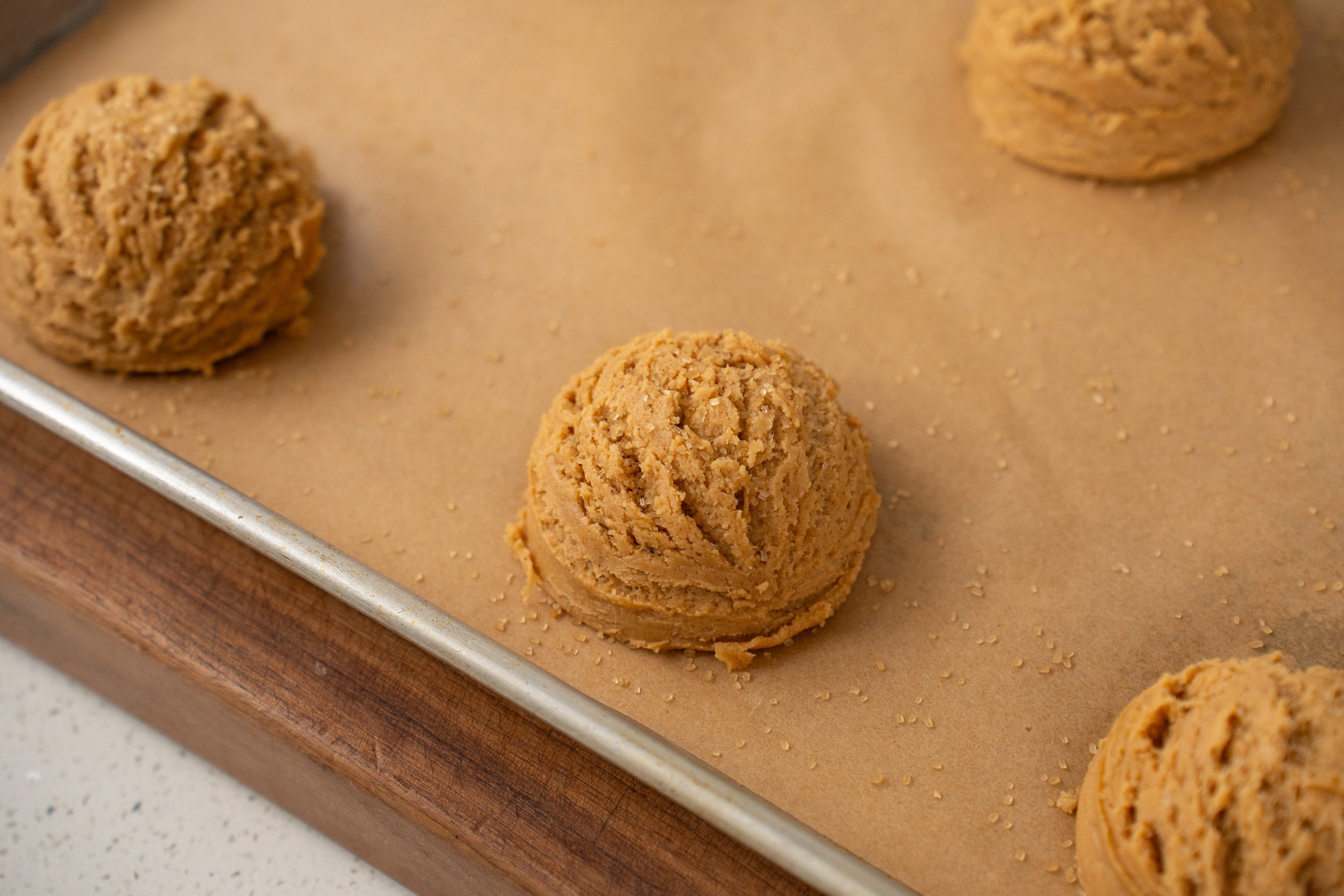 perfectly portioned large peanut butter cookie dough
