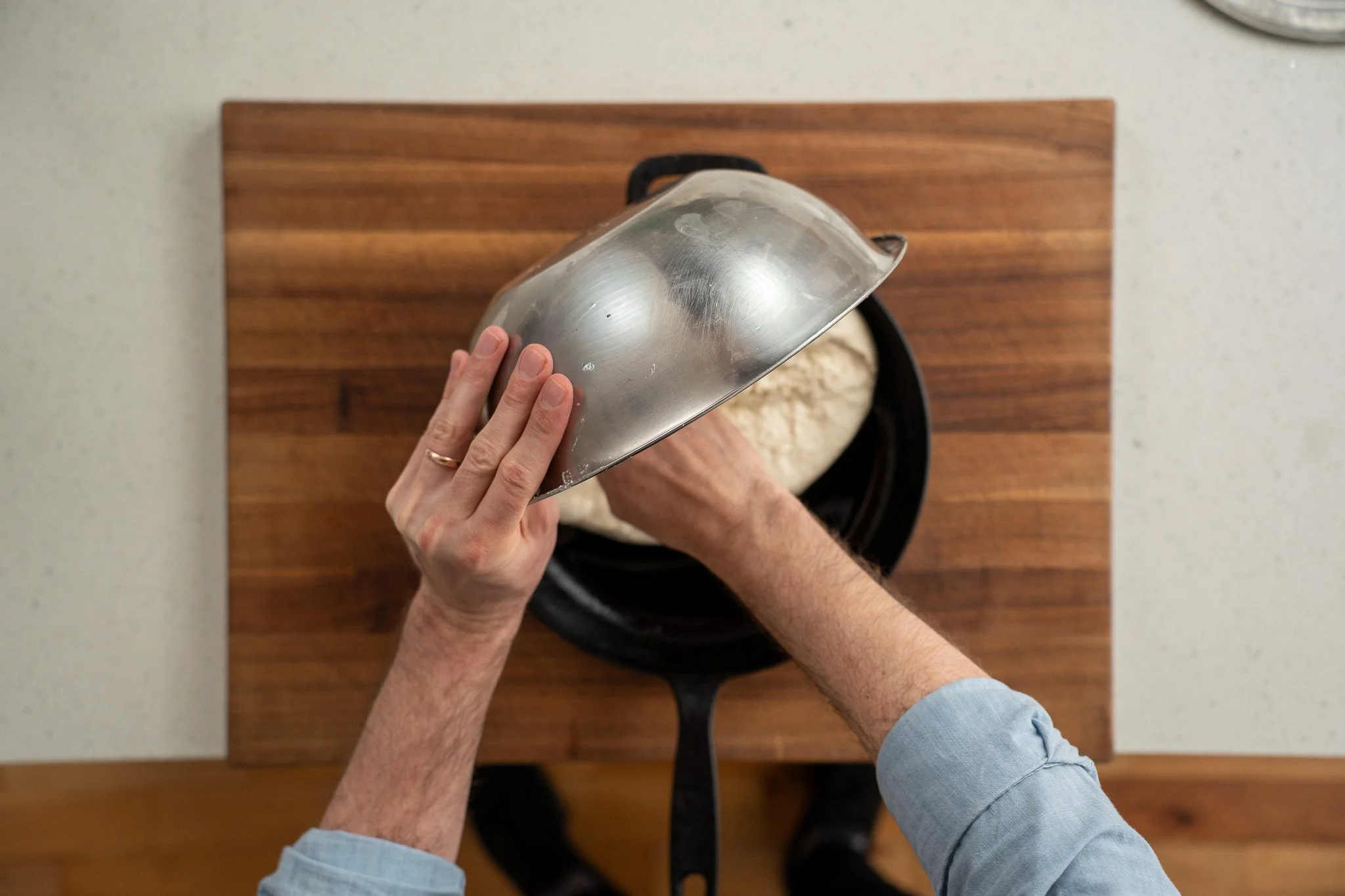 focaccia dough in cast iron