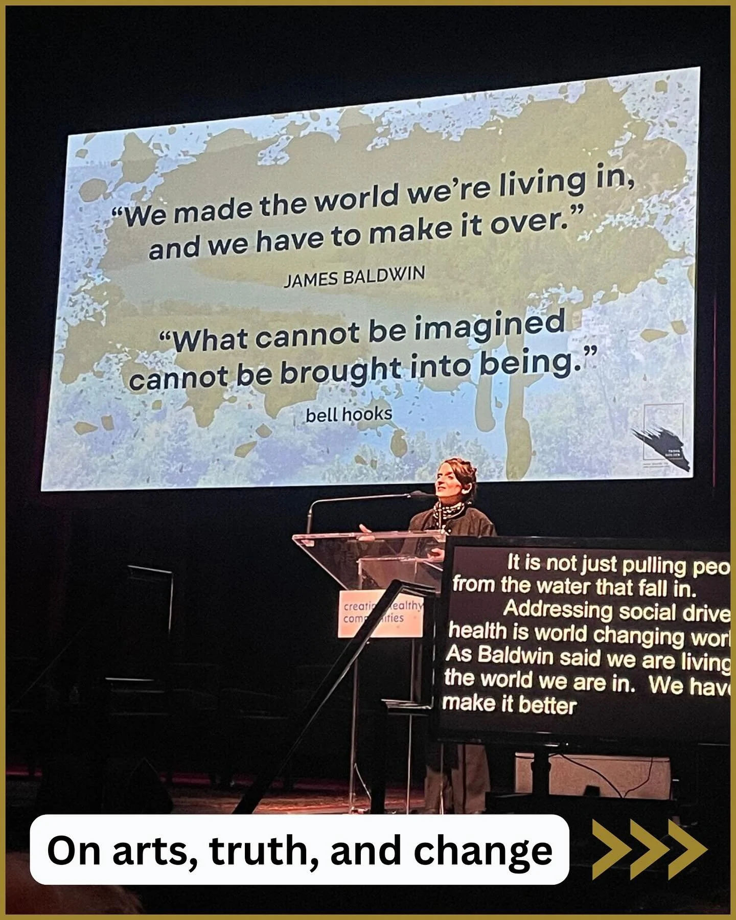 Big-picture change requires telling the truth. 
Which often requires arts &amp; culture. 

✨Some thoughts + images from my session last week at Creating Healthy Communities.

🪴Grateful to my esteemed + creative + inspiring panelists, and for a chanc