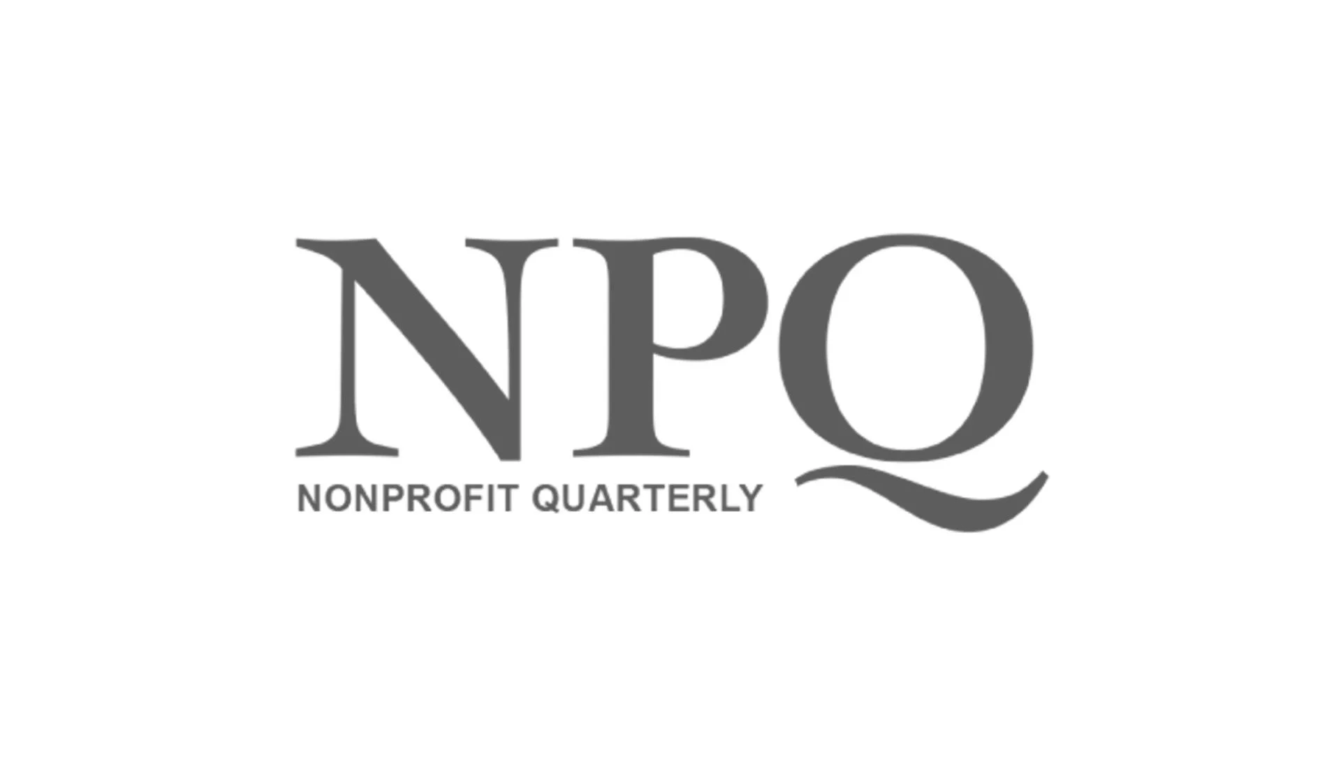 Logo of Nonprofit Quarterly with large gray letters 'NQ', a stylized wave under the letter 'Q', and smaller text beneath reading 'NONPROFIT QUARTERLY'.