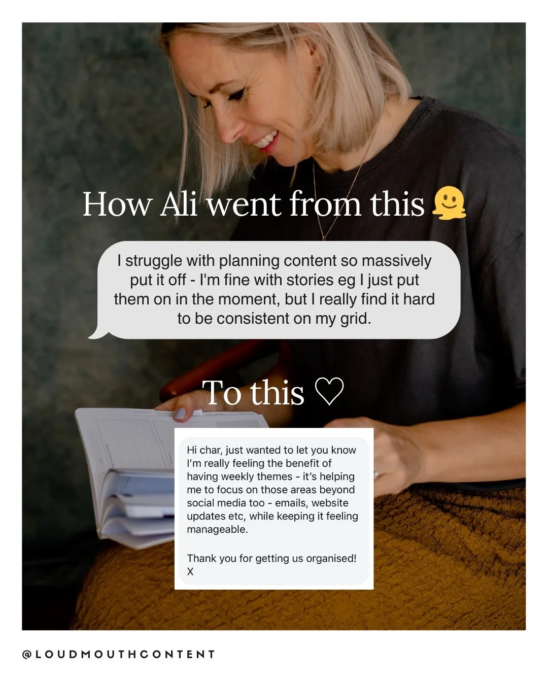 Tiny shifts in how we think and work can have MONUMENTAL impacts on our business, our working day and peace of mind.

Your business is unique. It has its own pattern. Rhythm. Beat. No one-size-fits-all content idea is going to do it justice. 

No.

Y