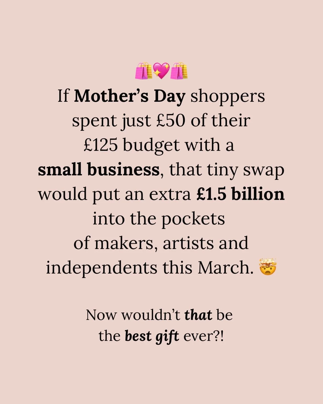 🤑 Ok. Let&rsquo;s run the sums.

🌸&nbsp;According to Global Data, Mother&rsquo;s Day is set to be a &pound;2.4 billion shopping event.

💳&nbsp;On average, shoppers spend around &pound;125 across gifts, cards, meals and experiences, according [sour