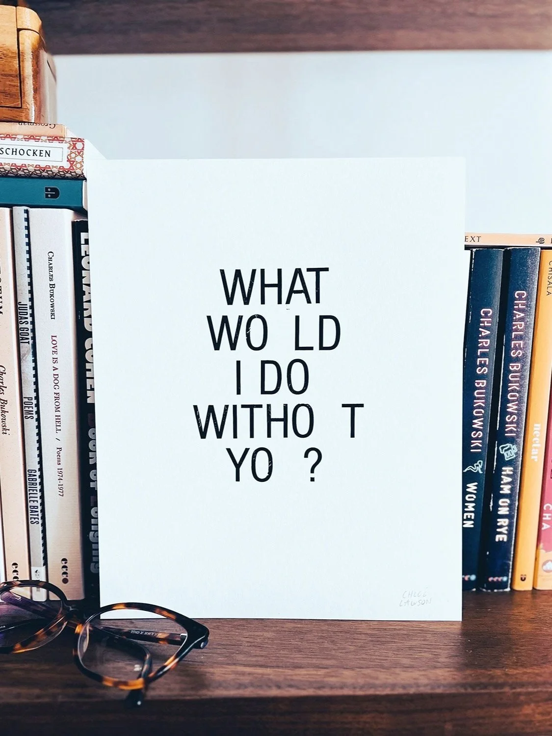 Without "U", letraset on paper