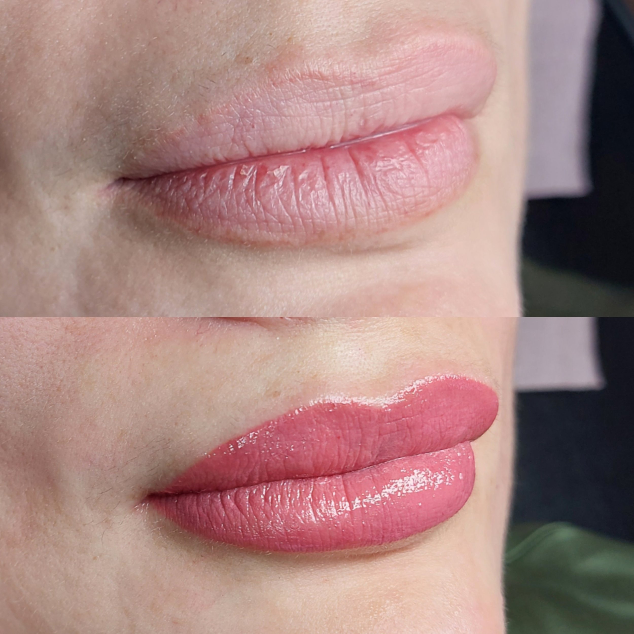 Lip blush before and after