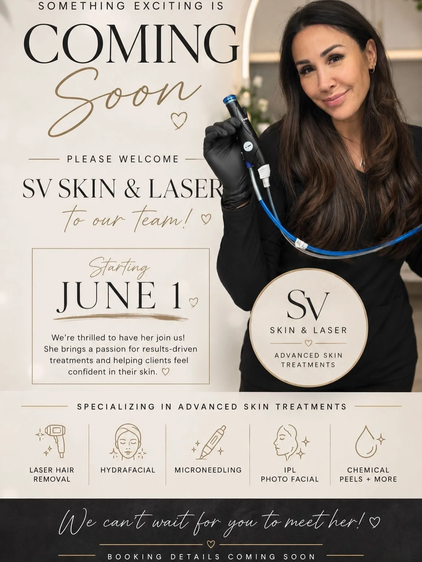 BIG NEWS ✨

Please help us welcome @svskinandlaser to our team starting June 1! 🤍

She brings a passion for advanced skin treatments, beautiful results, and helping clients feel confident in their skin&hellip;..and we couldn&rsquo;t be more excited 