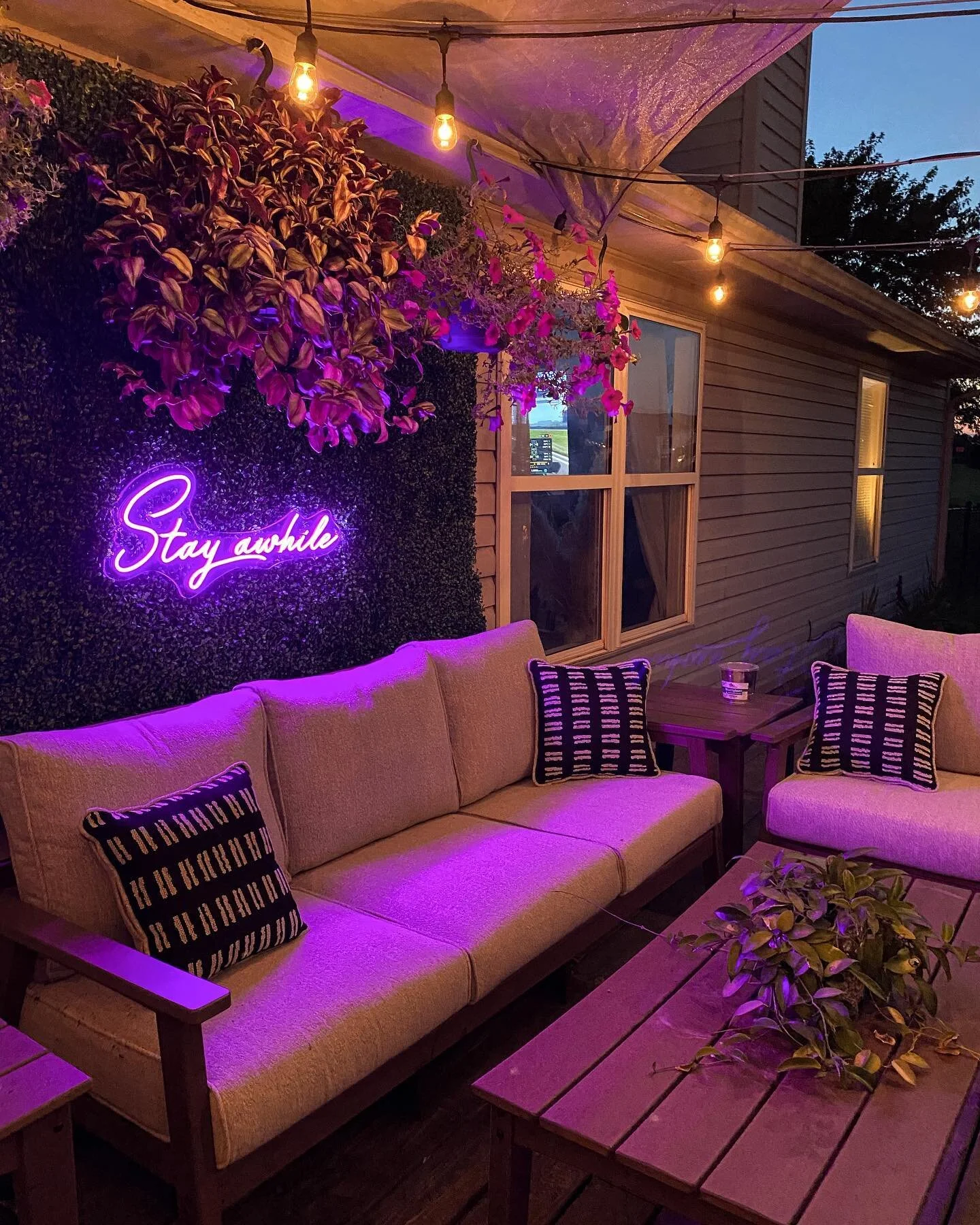 Who needs a caption when you have a neon sign?(But seriously, we love this added touch to our deck space!)