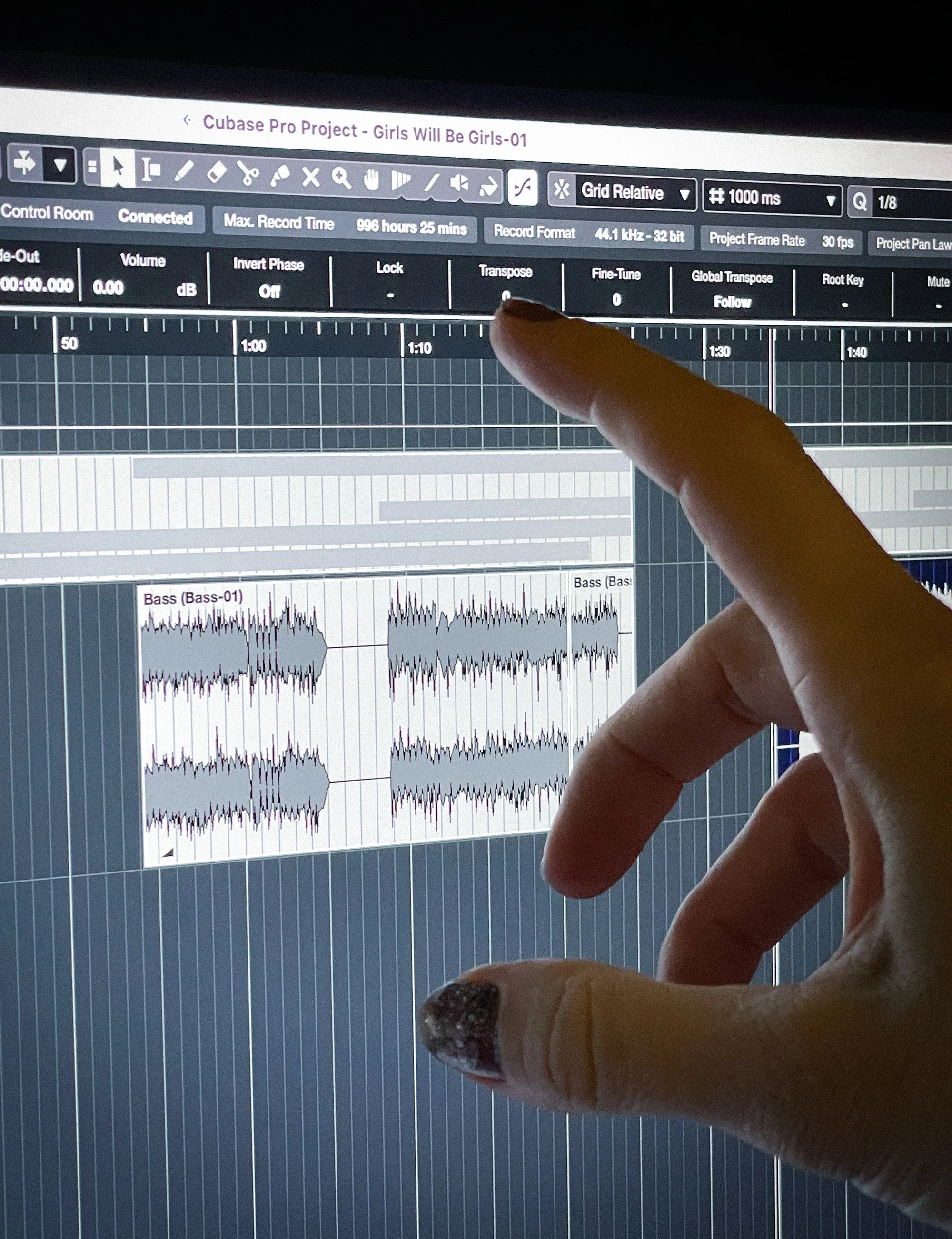 Cubase project screen showing the file name “Girls Will Be Girls”