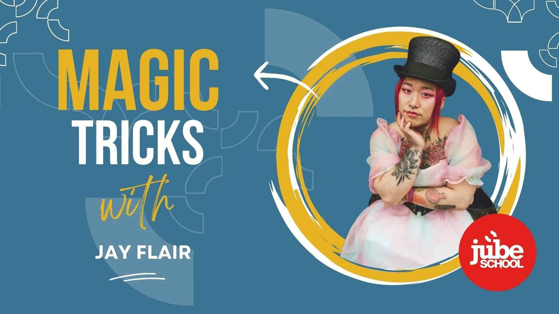 Jay Flair is hosting an exciting workshop where you will learn three beginner-friendly magic tricks that are perfect for dazzling your friends and family! With just a handful of common supplies easily found around the classroom and some simple printe