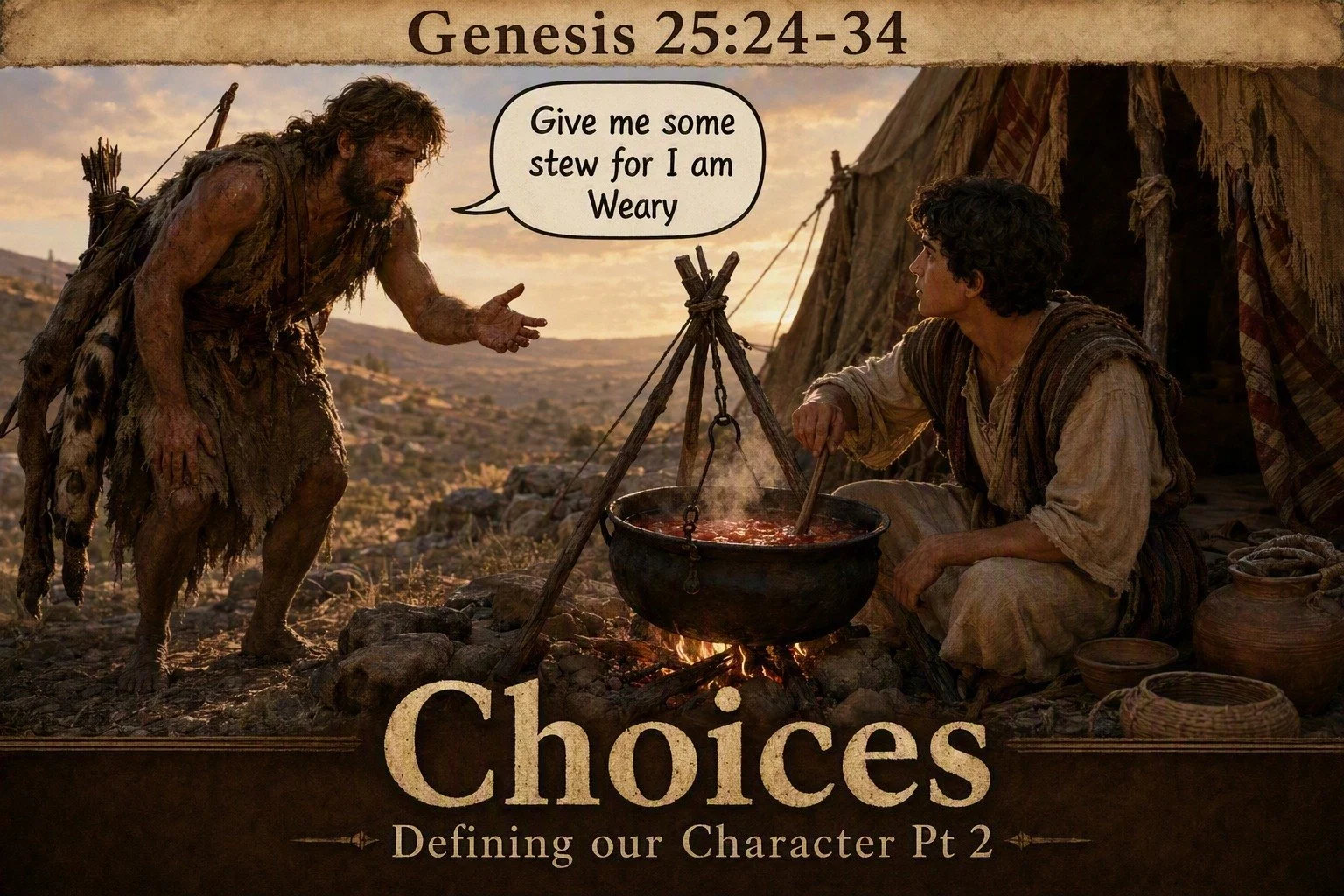 genesis 25:24 - 34                                             choices - Defining our character Pt 2