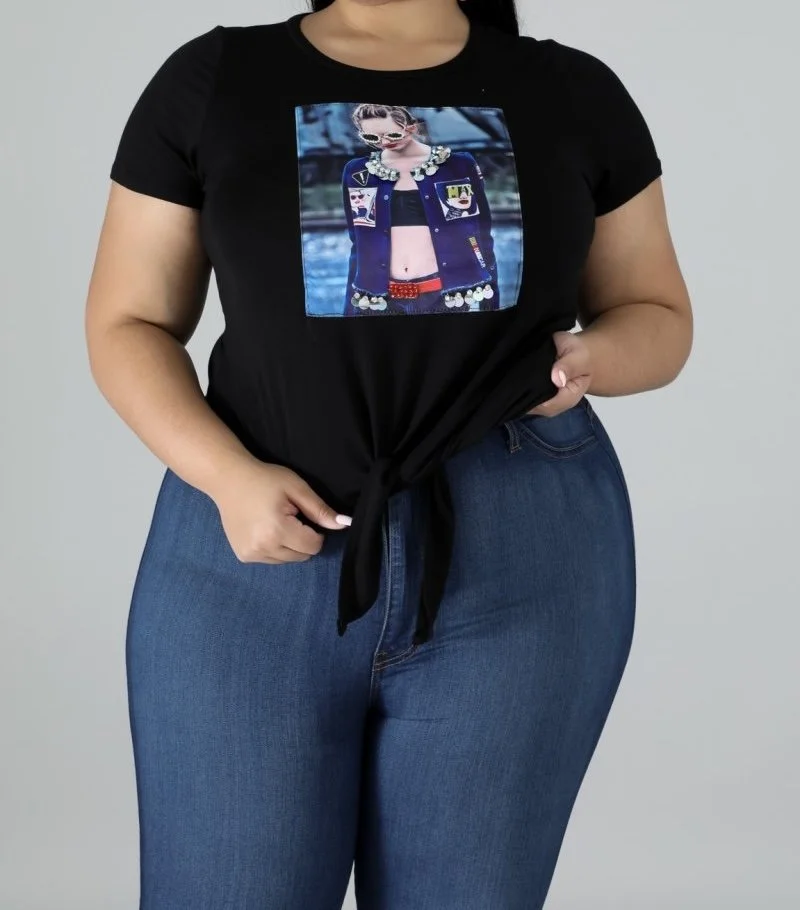 "She's It" Tie front T-shirt