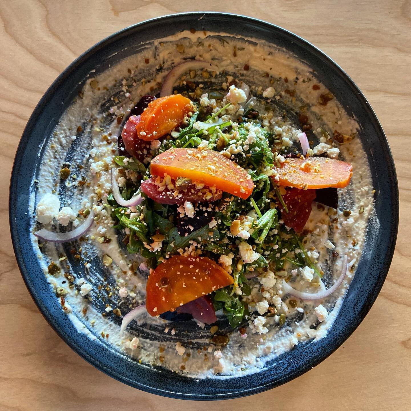 🚨🚨NEW SPRING MENU ALERT! Every Wednesday &amp; Thursday $4 Market Garden Beers &amp; $5 house wine from 5-7p! 🎀💗🔆
.
.
Farm Beets- red, golden &amp; candy stripe, horseradish ricotta, arugula, red onion, fresh goat cheese, walnut pepita brittle (