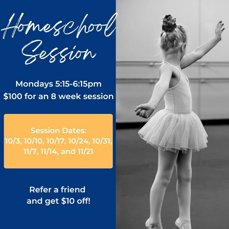 Now offering Homeschool sessions! Register online. #dancersofinstagram #supportsmallbusiness #homeschoolprograms