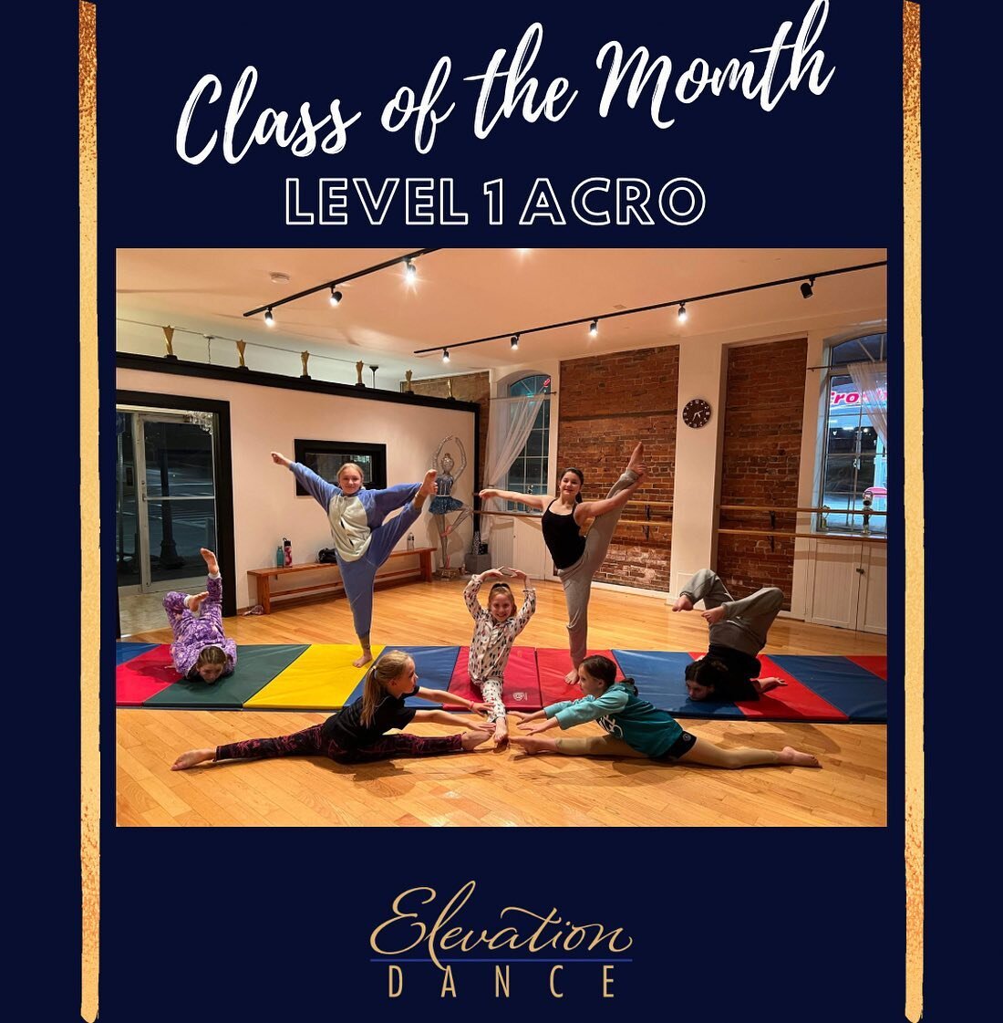 Help us congratulate our class of the month for September! 
Level 1 Acro started working hard right away on day one of classes. They constantly want to try new tricks and perfect the ones they know. They also love to cheer each other on and encourage