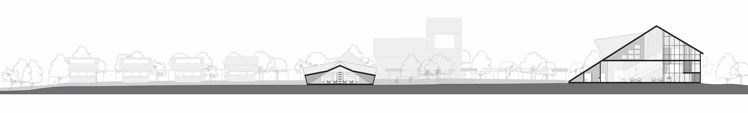 Site section from Architecture/Landscapes/Interiors studio at Otis, 2026, CAD