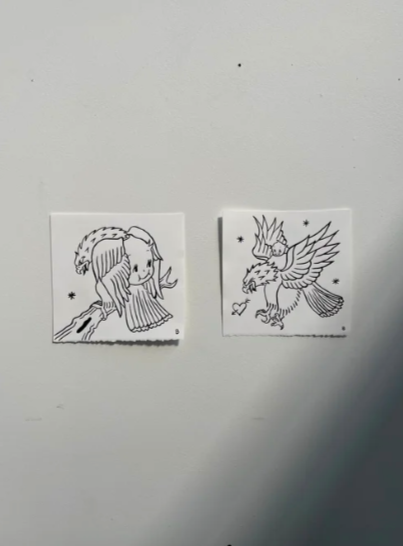 Sumi ink pieces shown at Blue Love Gallery, 2024.