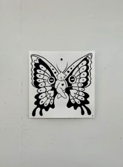 Sumi ink piece shown at Blue Love Gallery, 2024.