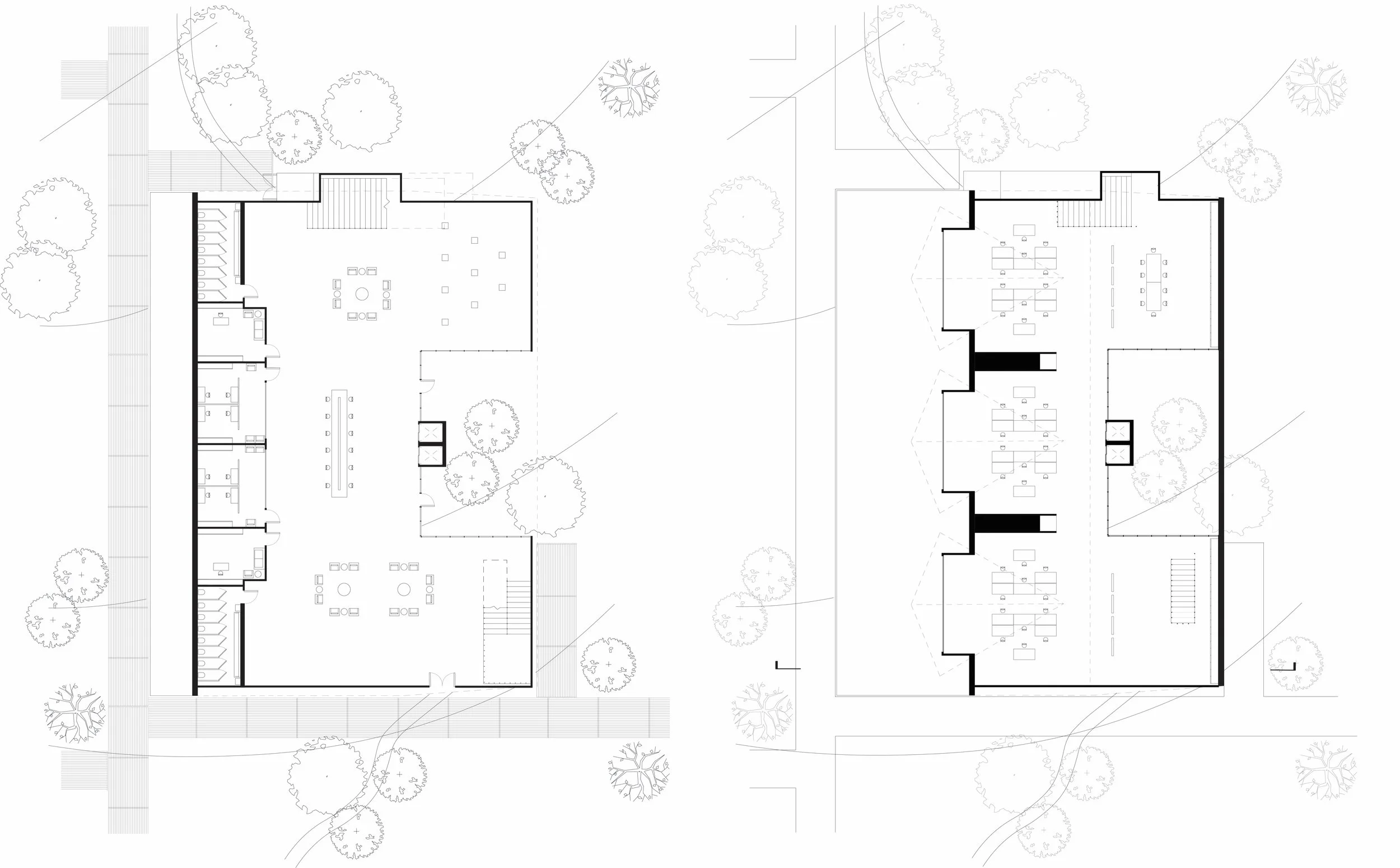 Floorplans from Architecture/Landscapes/Interiors studio at Otis, 2026, CAD