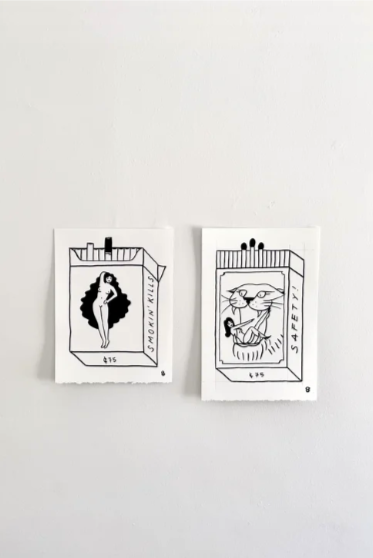 Sumi ink piece shown at Blue Love Gallery, 2024.